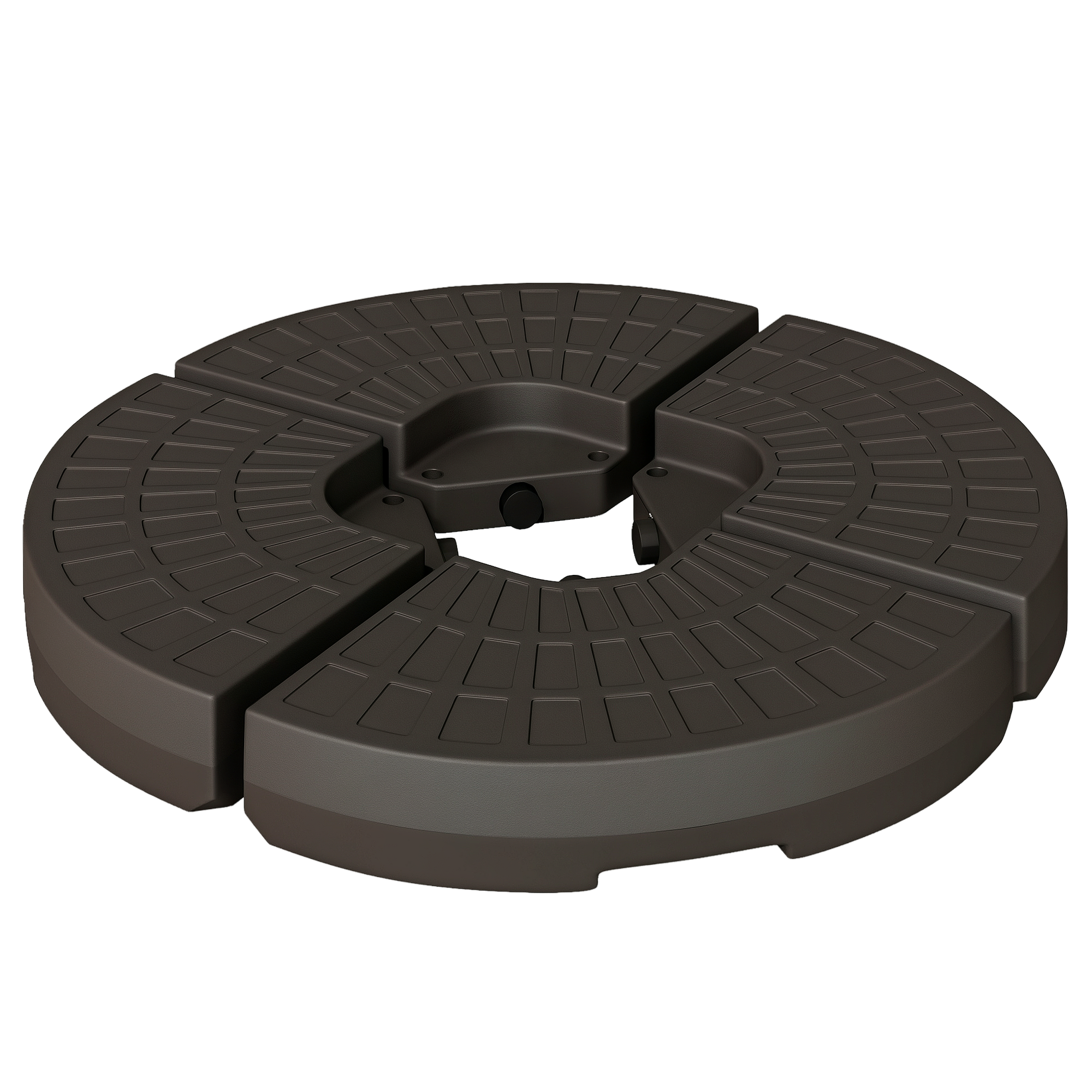 Sonnenschirmständer 4-teilig, Schirmgewicht, Schirmständer, Bodenkreuz befüllbar mit Sand/Wasser bis 25/17 kg, Gewichte Sonnenschirmfuß HDPE Kaffee