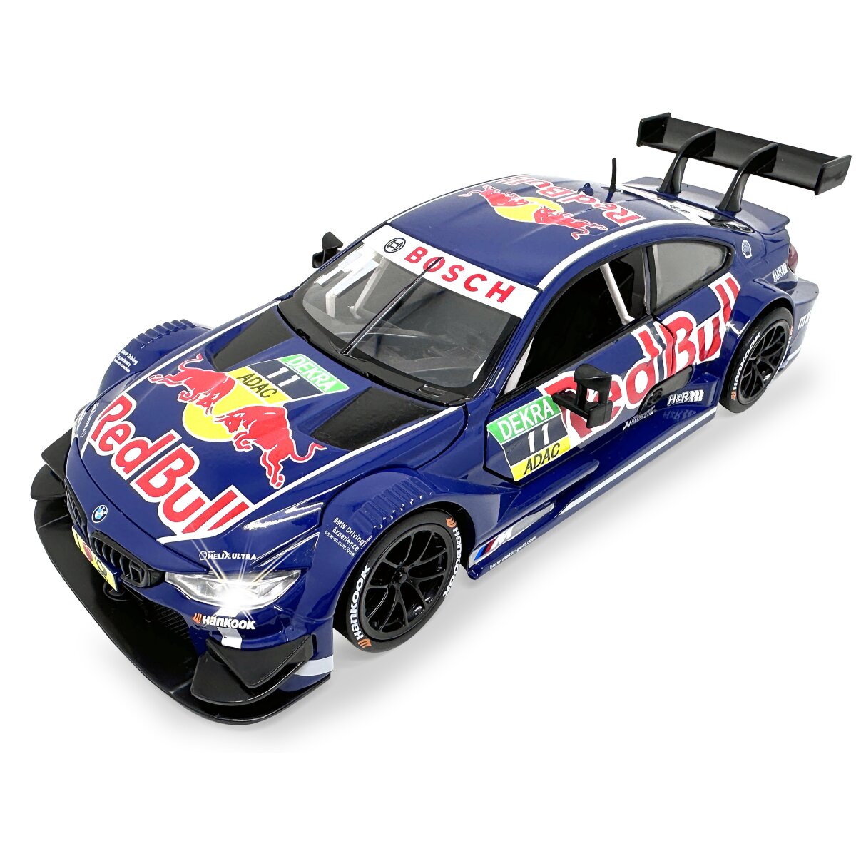 BMW M4 DTM Diecast 1:24 blau inkl. Knopfzellen