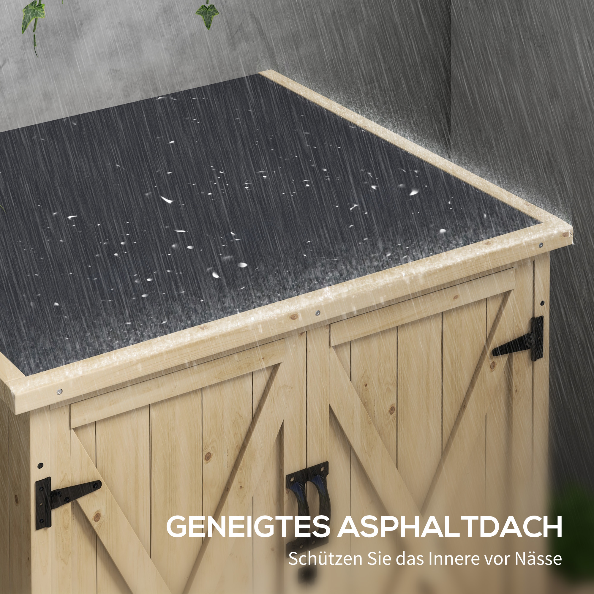 Outdoor Aufbewahrungsbox Gartenbox Kissenbox, wetterbeständig, Asphaltdach, 77,5 cm x 88 cm x 90 cm, Dunkelgrau