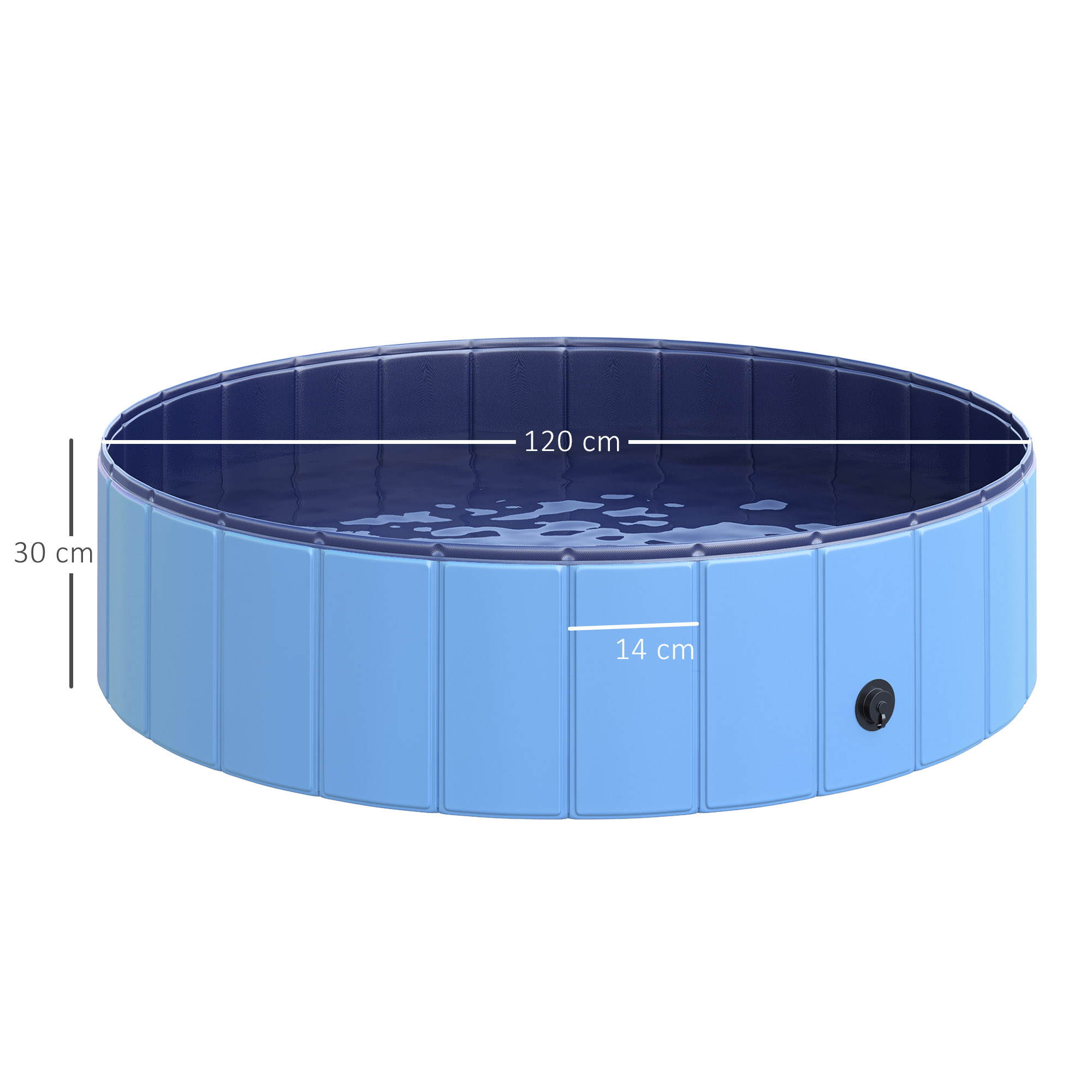 Hundebadewanne faltbar Badewanne Hundepool Plantschbecken Swimmingpool Wasserbecken für Hunde und Katzen Schwimmbecken Kunststoff+Holz Blau Ø120 x H30 cm