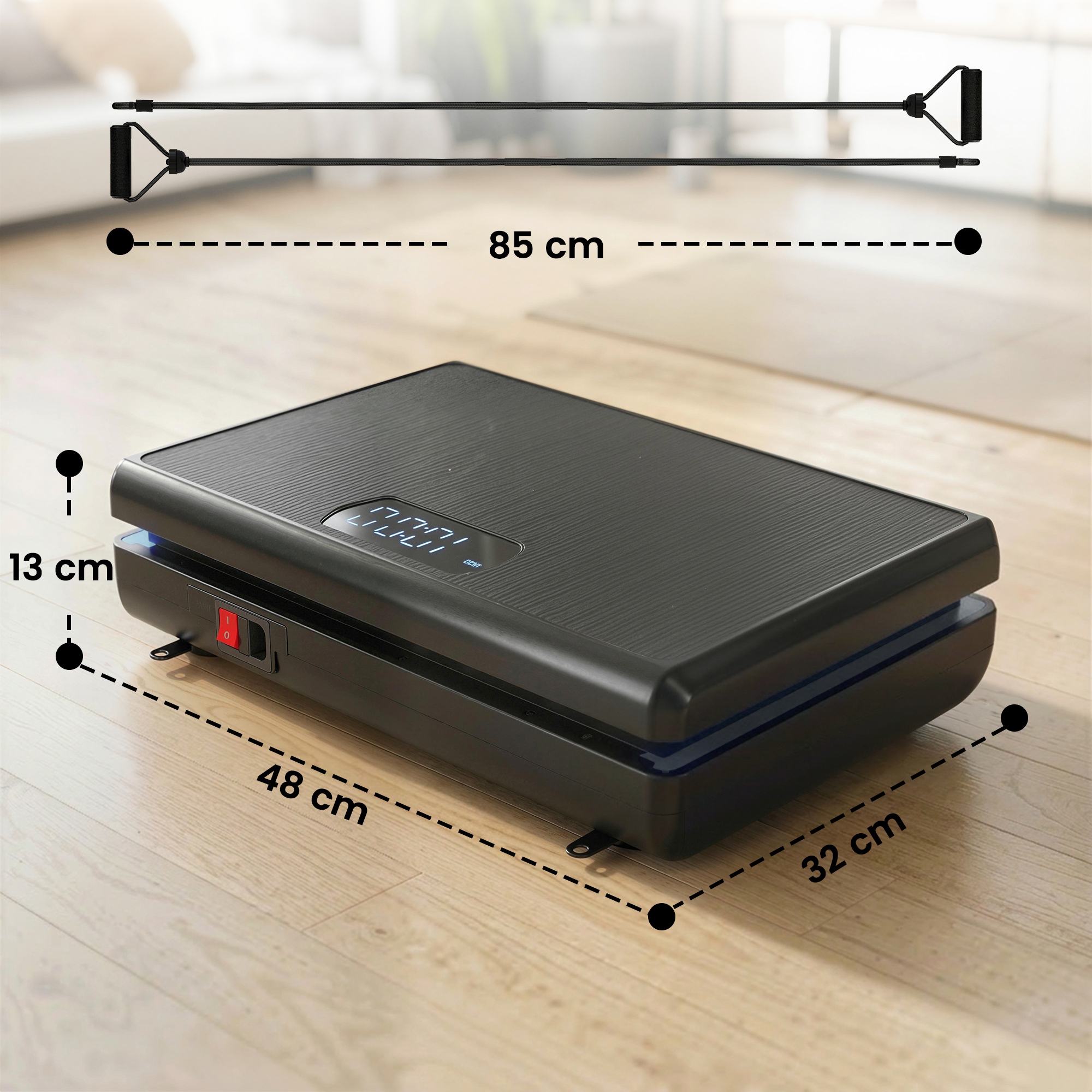 Vibrationsplatte Rüttelplatte mit 120 Intensitätsstufen 5 Vorprogramm LED-Lichtern Widerstandsbänder Rutschfest