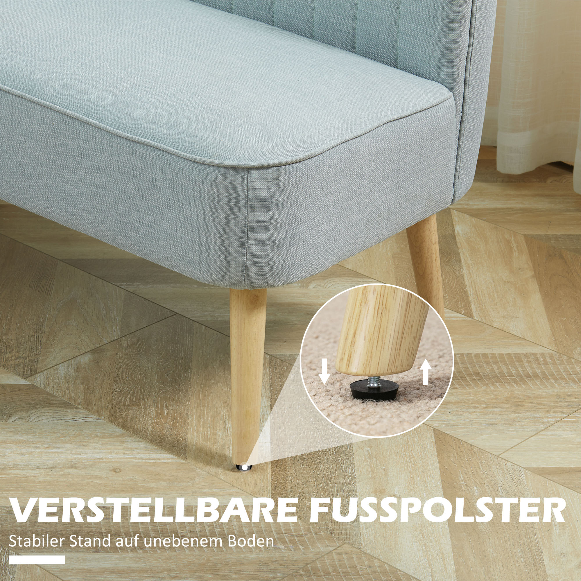 2-Sitzer Sofa, weiche Polsterung, pflegeleichter Bezug, bis 150 kg, 117 x 56,5 x 77 cm, Hellgrün