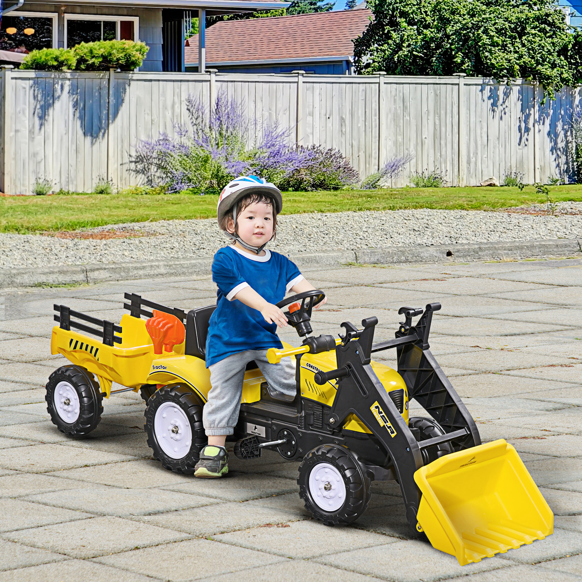 Kinderradlader, steuerbarer Frontlader, ab 3 Jahren, Pedalantrieb, Gelb/Schwarz