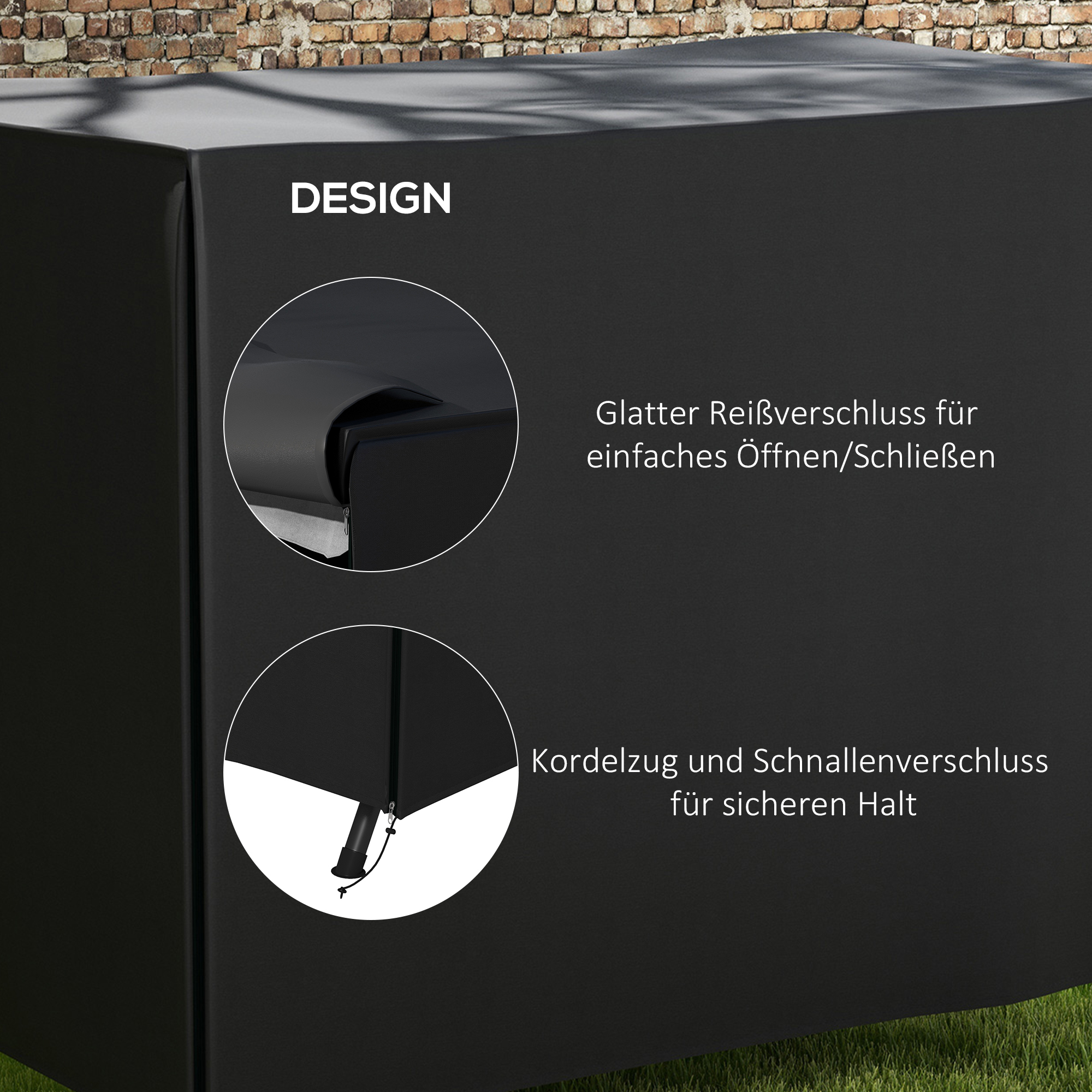 Abdeckung für Gartenschaukel, Schutzhülle für Hollywoodschaukel, Abdeckhaube, wasserfest, 205 x 124 x 164 cm, Schwarz