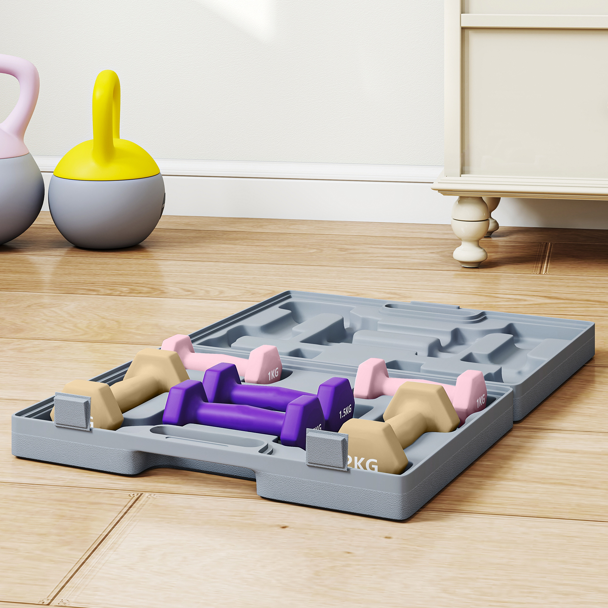 Hantelset, 6er Set Hanteln mit Gewichten, Kurzhantelset aus Stahl, 1kg, 1,5kg, 2kg