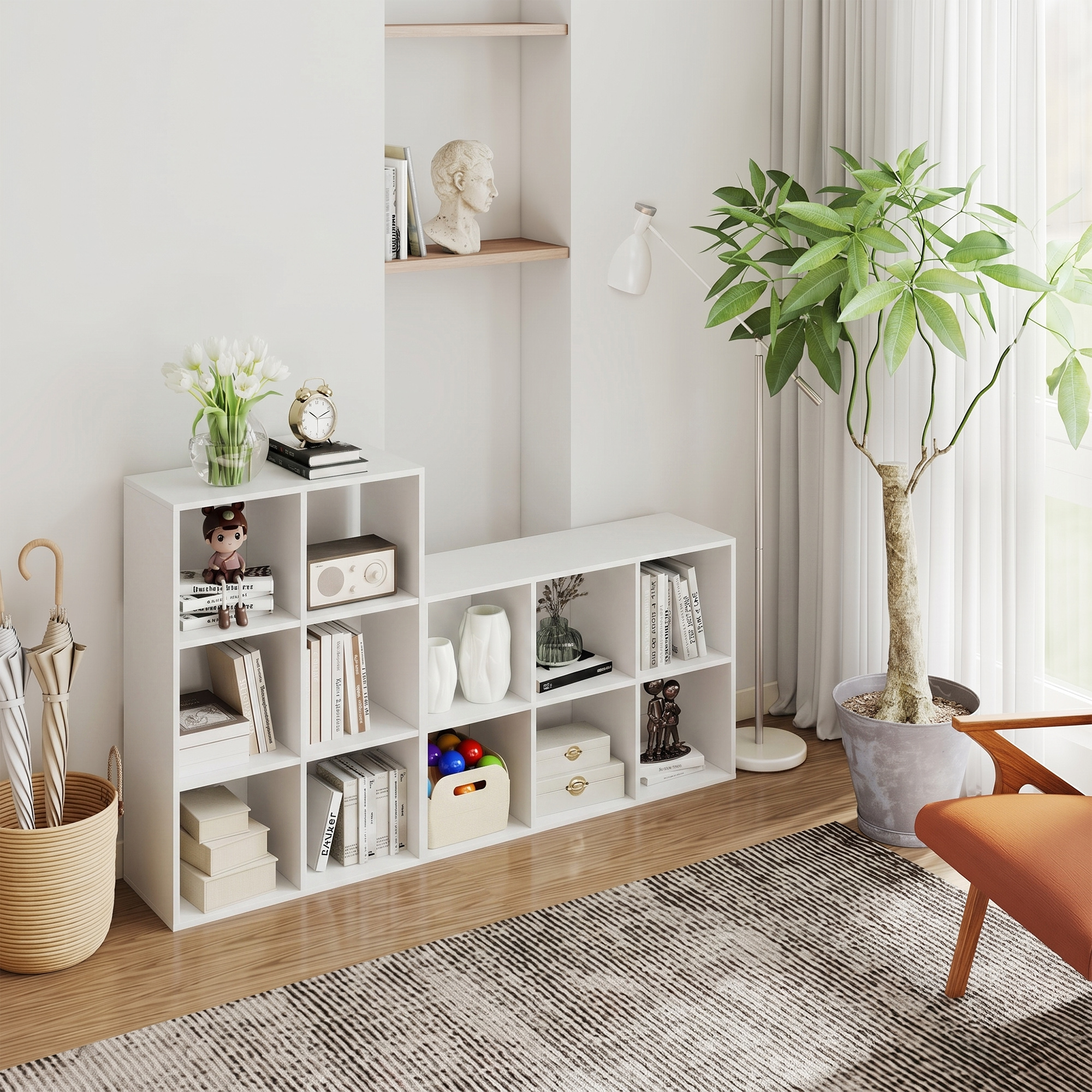 Bücherregal Standregal mit 3 Ebenen Schmal Regal mit Kippschutz Aufbewahrungsregal für Wohnzimmer Schlafzimmer Büro Weiß