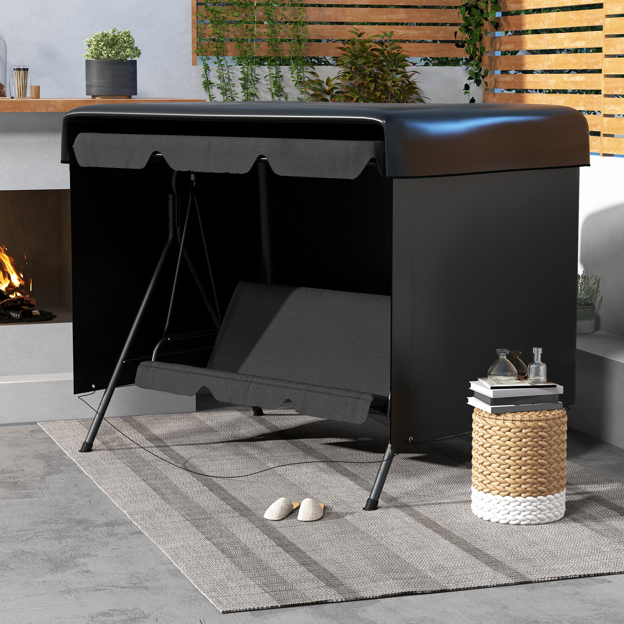 Gartenmöbelabdeckung Abdeckung Schutzhülle für Outdoor-Möbel, 215 cm x 155 cm x 150 cm, Schwarz