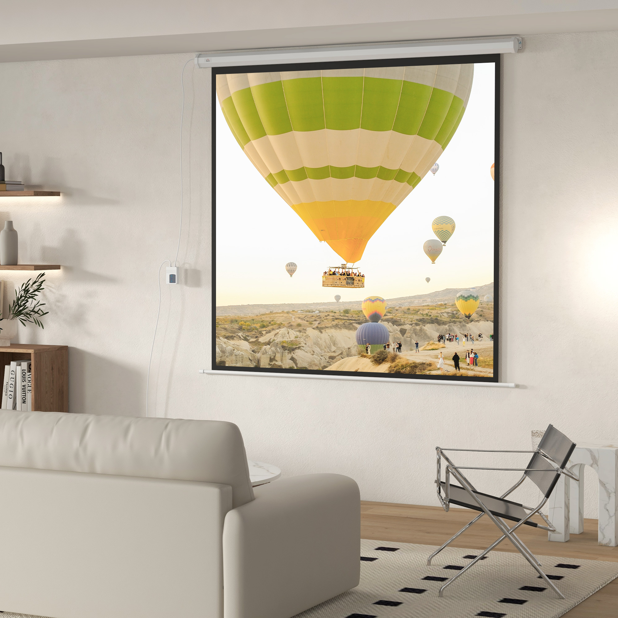 Beamer-Leinwand, 1:1 Format, Fernbedienung, 172 x 172 cm (96 Zoll), Weiß