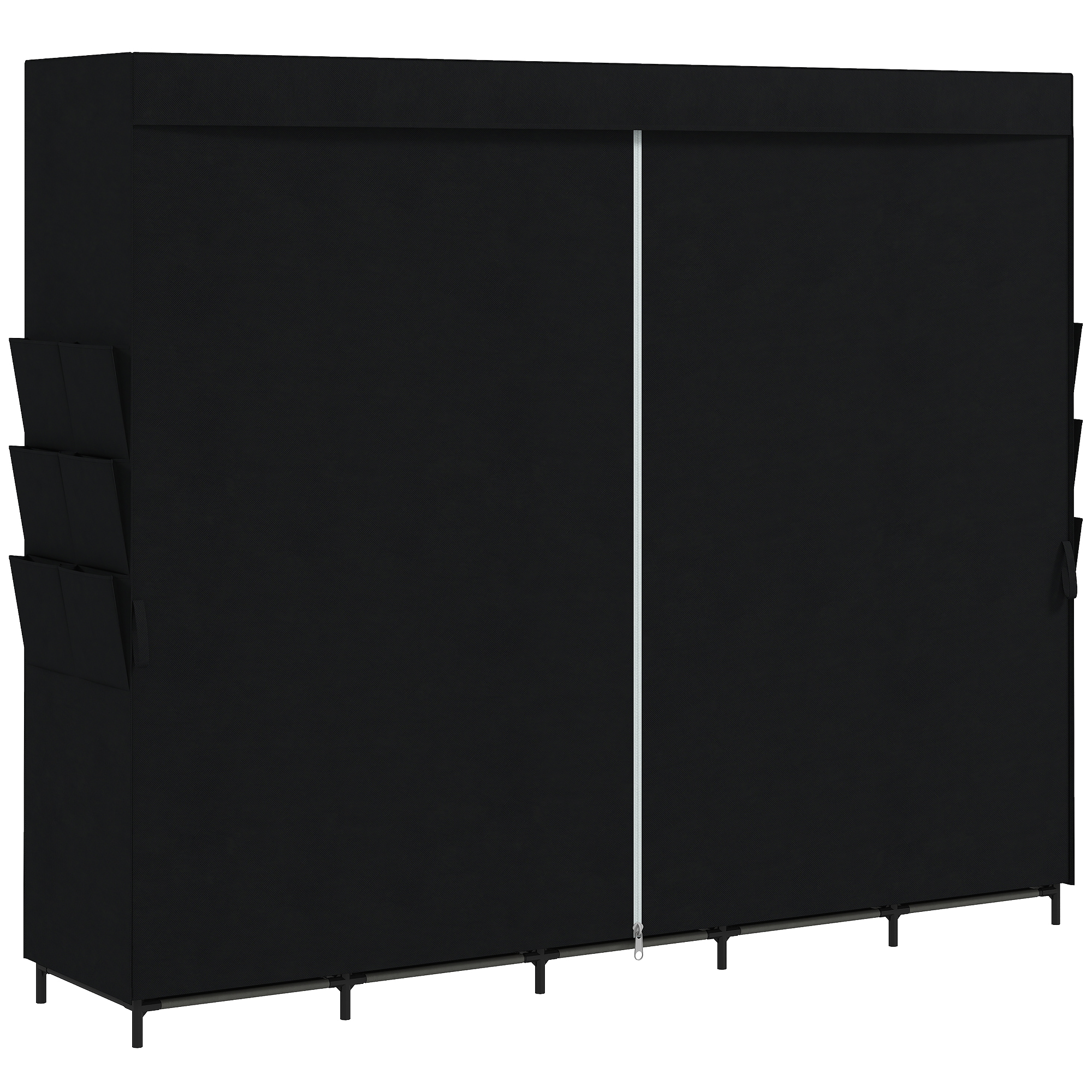 Stoff-Kleiderschrank, staubdicht, tragbar, 5 Kleiderstangen, 212 x 45 x 167 cm, Schwarz