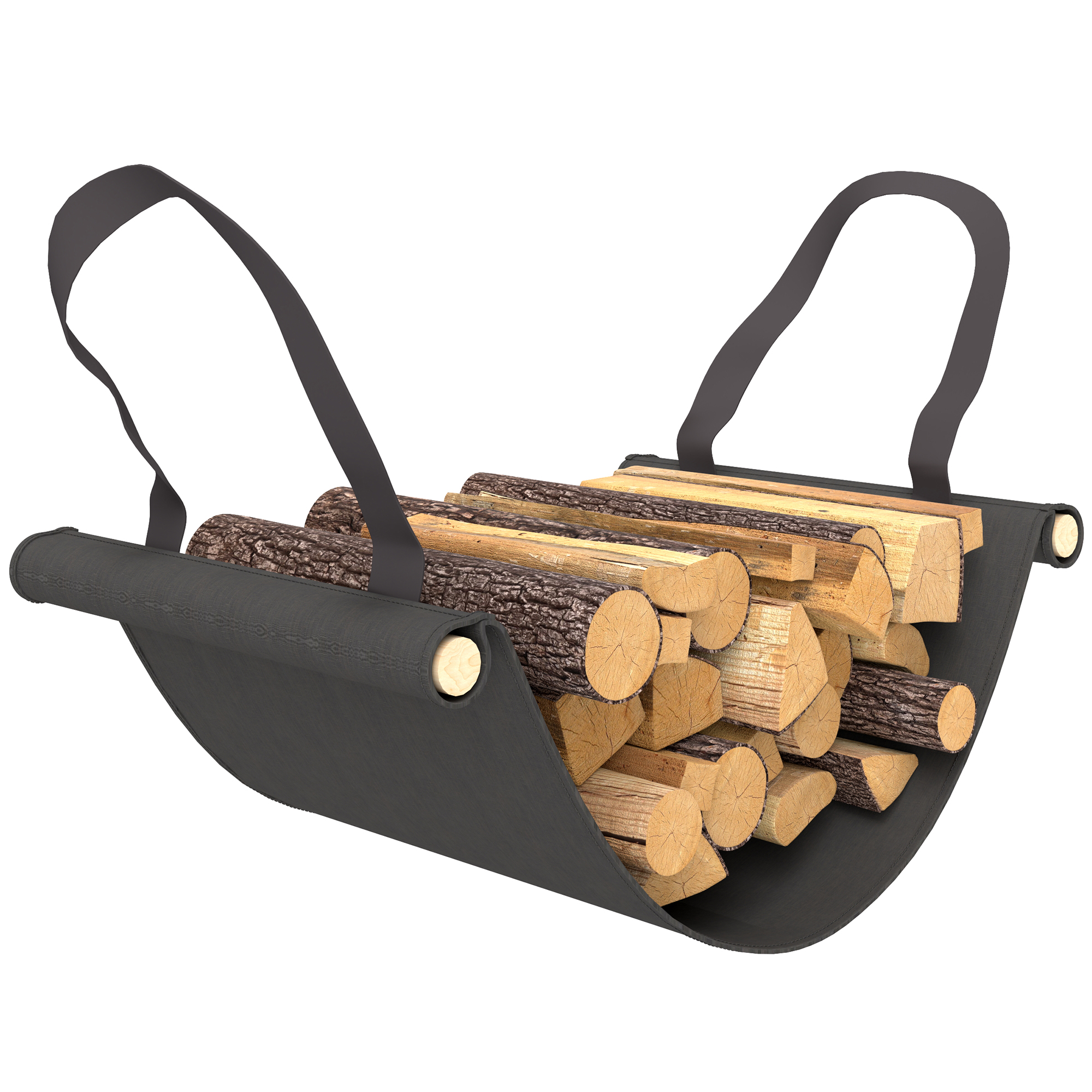 Feuerholzgestell, 0,33 m³, mit Tragetasche & Abdeckung, Metallrahmen, bis 150 kg, 120 x 36 x 99 cm, Schwarz