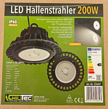 LED-Hallenstrahler PRO 200Watt, 110°, 26500 Lumen, 4000K, 230V / 50Hz, IP65