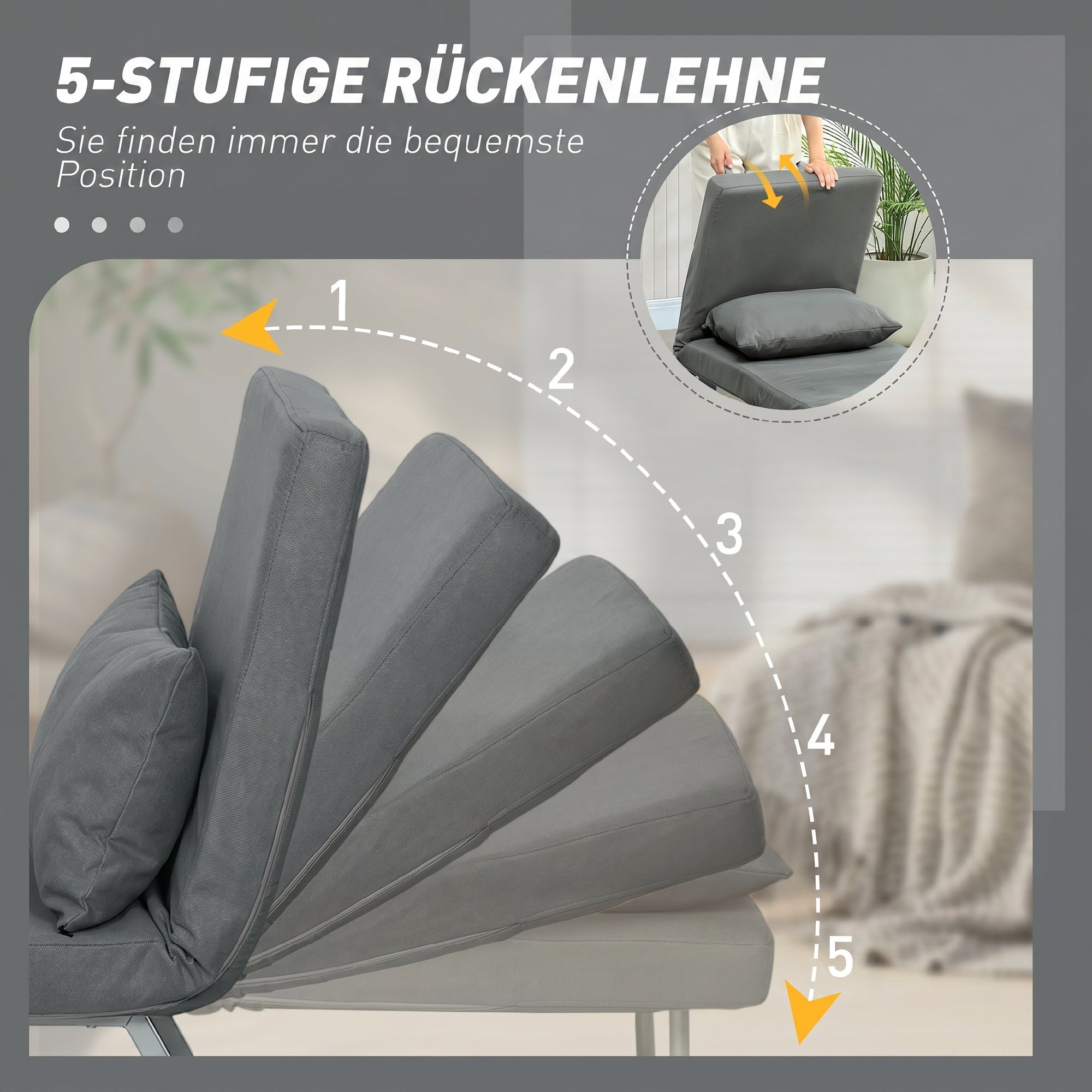 Schlafsessel, Polstersessel, zum Gästebett umwandelbar, ergonomisch, Dunkelgrau