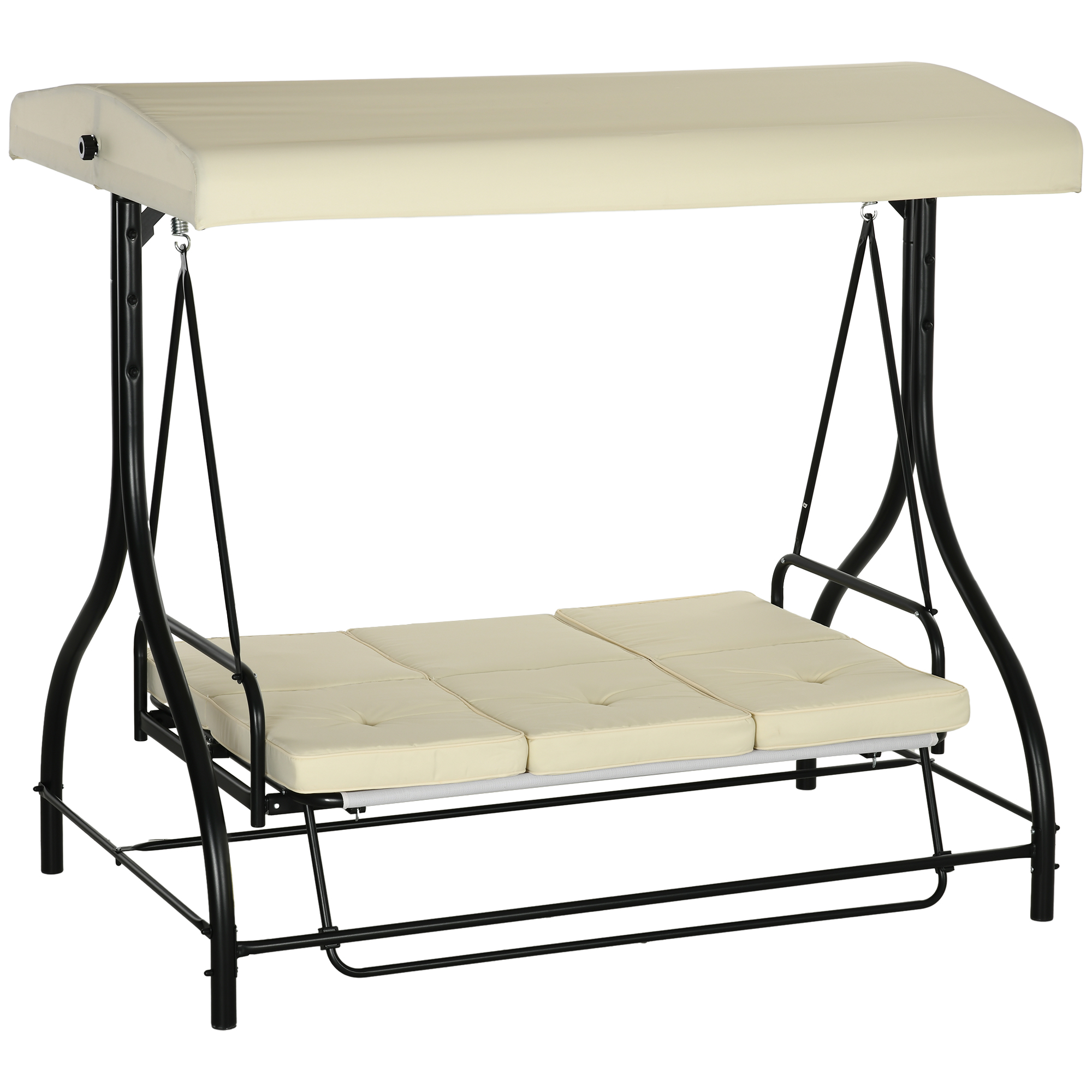 Schaukelbank, Hollywoodschaukel mit Sonnenschutz, Gartenschaukel, Verandaschaukel, 3 Sitze, Schaukelbett