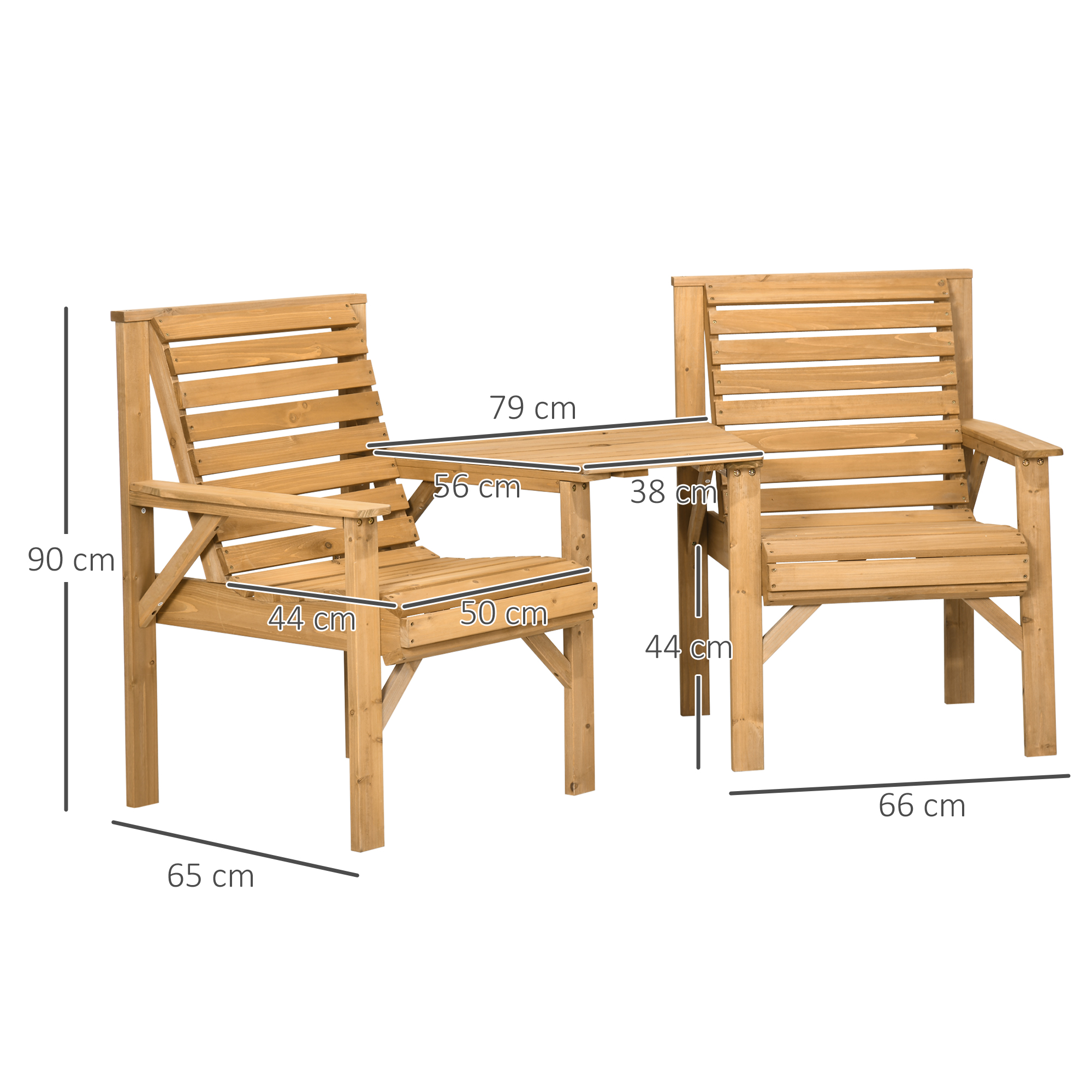 Bistro-Set 3-teilig aus Holz Wetterfest Gartenmöbel Set mit Lamellendesign Sonnenschirmloch Braun