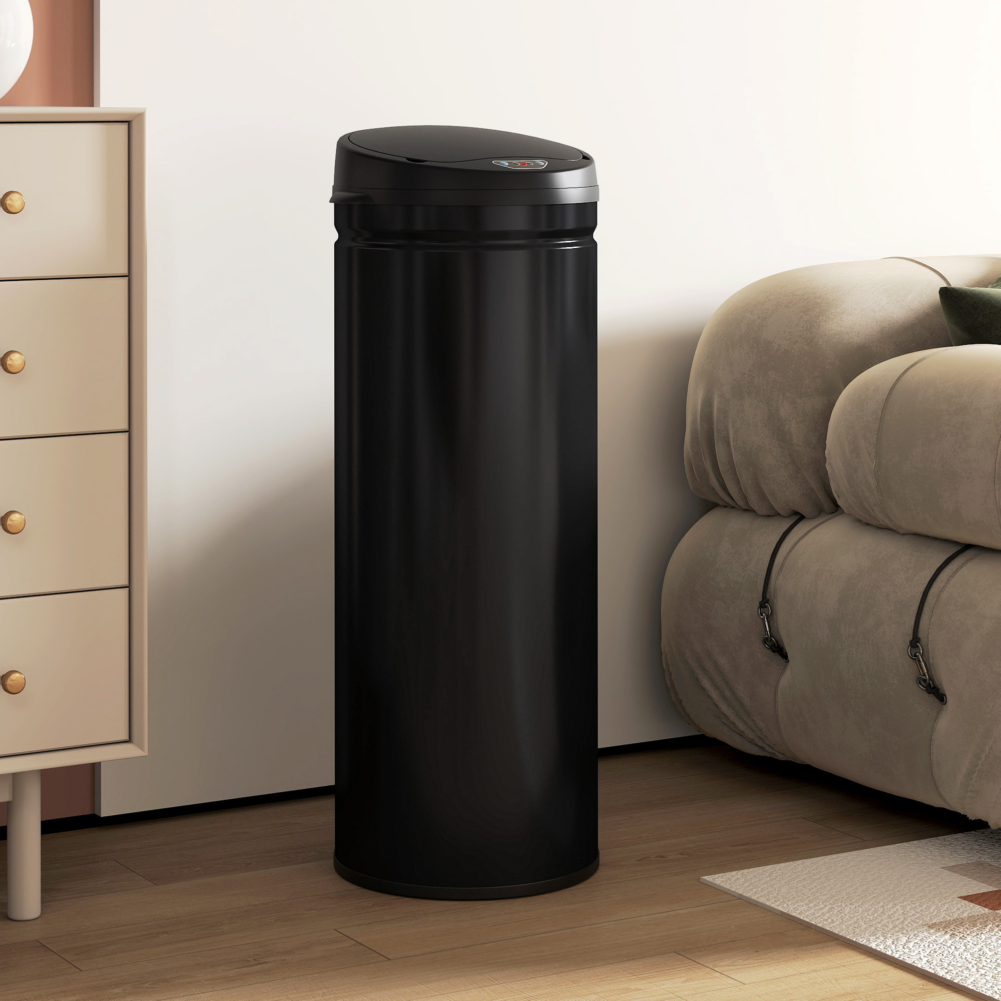 50 Liter Sensor-Mülleimer mit Soft-Close-Funktion, berührungsfreier Abfalleimer aus Edelstahl für hygienische Küchen