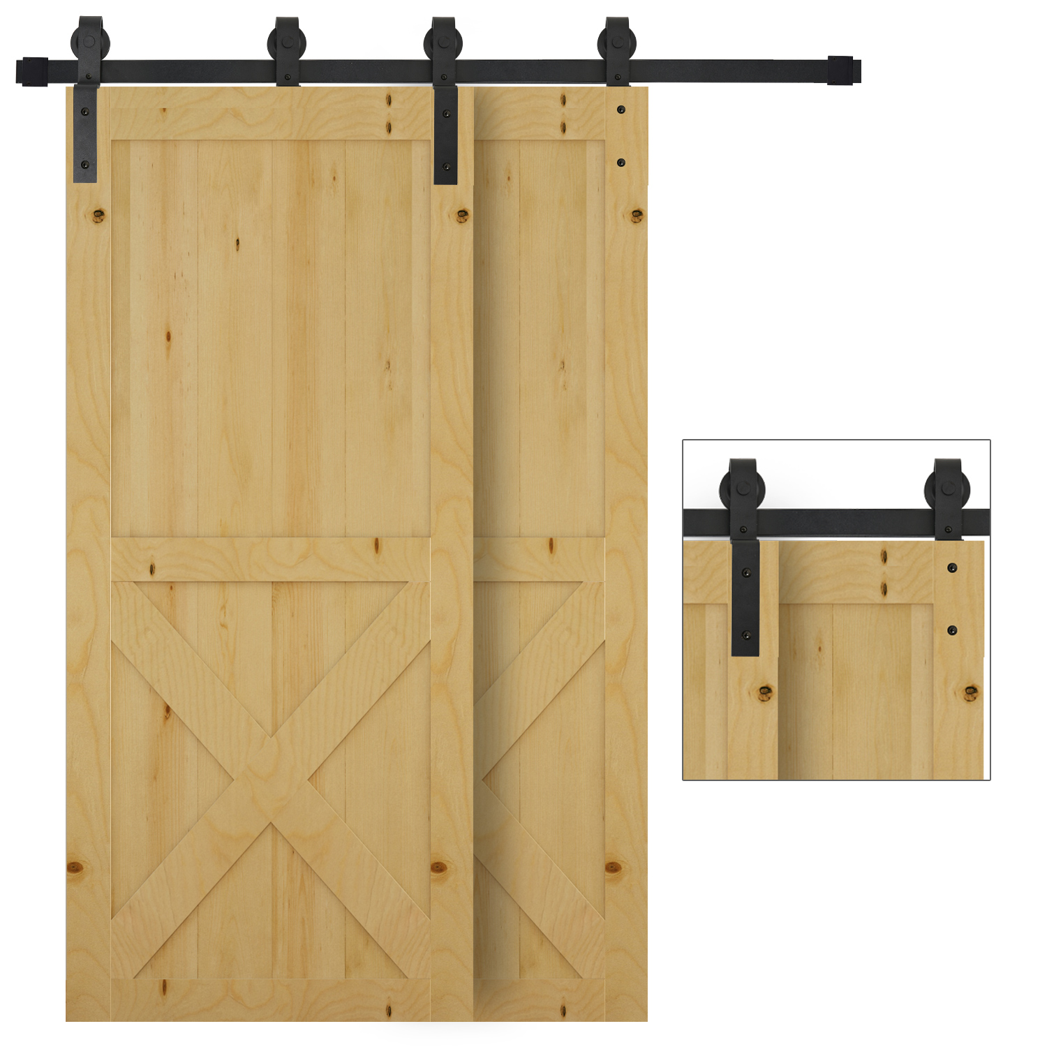 200 cm Schiebetür Komplettset Schiebetürbeschlag, Schiebetür Laufschiene, Schiebetürsystem für Holzschiebetür
