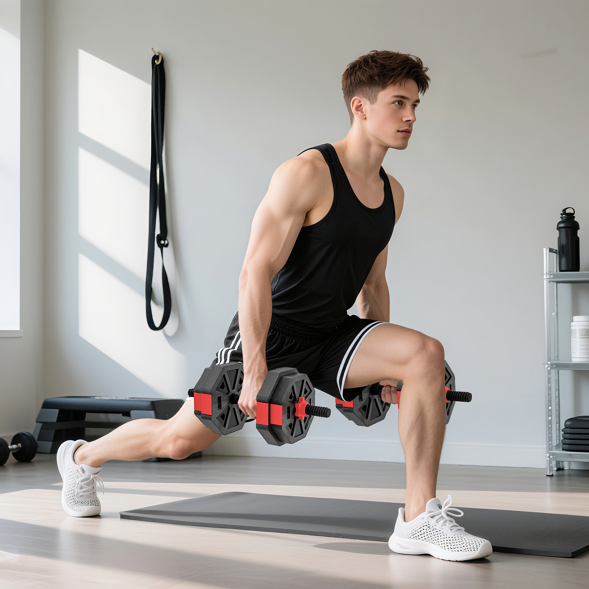 6-in-1 Hantelset Kurzhantel Set Kurzhanteln Langhanteln verstellbar 15 KG für Krafttraining Zuhause