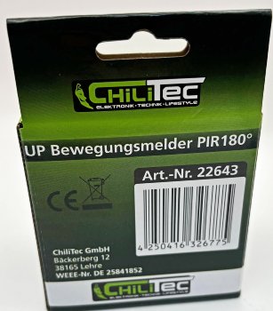 Unterputz PIR-Bewegungsmelder 180°, LED geeignet, 2-Draht Technik RESTBESTAD
