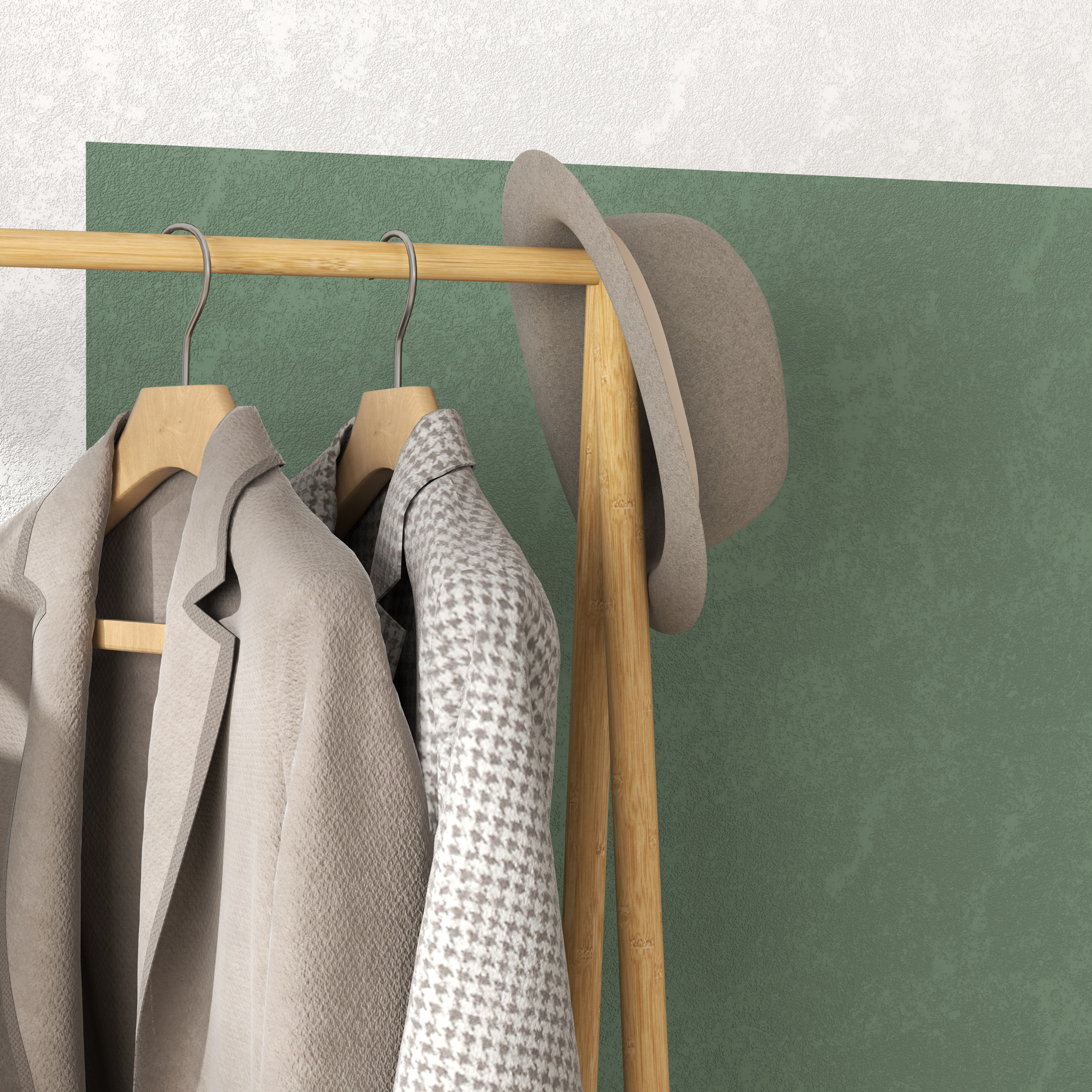 Bambus-Kleiderständer mit Schuhregal und Haken, freistehend, für Eingangsbereich, Schlafzimmer, Naturholz