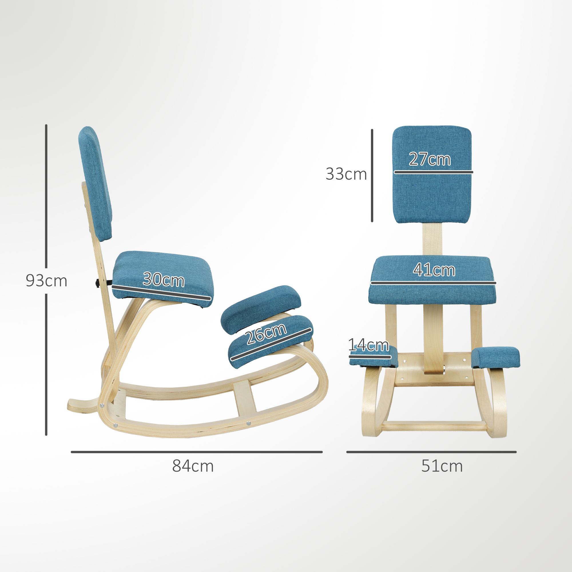 ergonomischer Kniestuhl, Kniehocker Gesundheitsstuhl für Zuhause, Büro, Meditation Dunkelblau