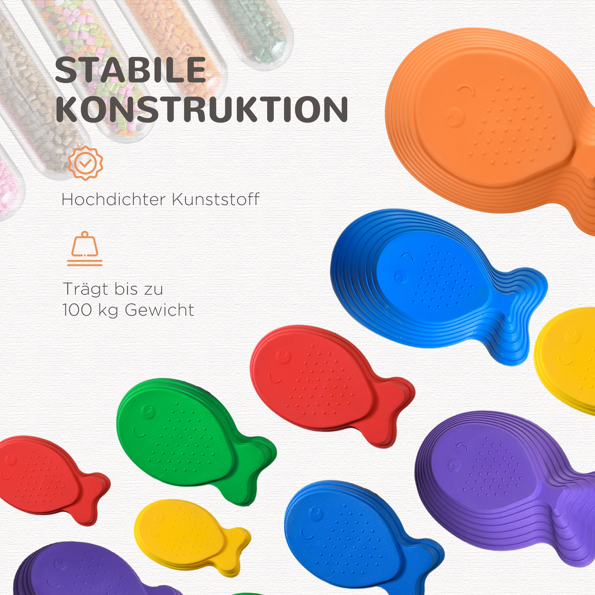 Balance-Steine, Trittsteine, 11 Stück, stapelbar, rutschfest, robust, für innen und außen, belastbar bis 100 kg