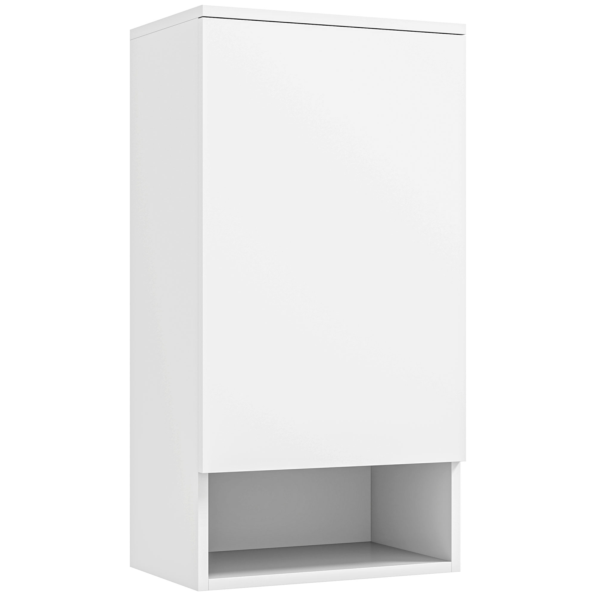 Wandmontierter Badezimmerschrank, Wandschrank für Badezimmer mit verstellbaren Ablagen, offenem Fach, Holz, Weiß