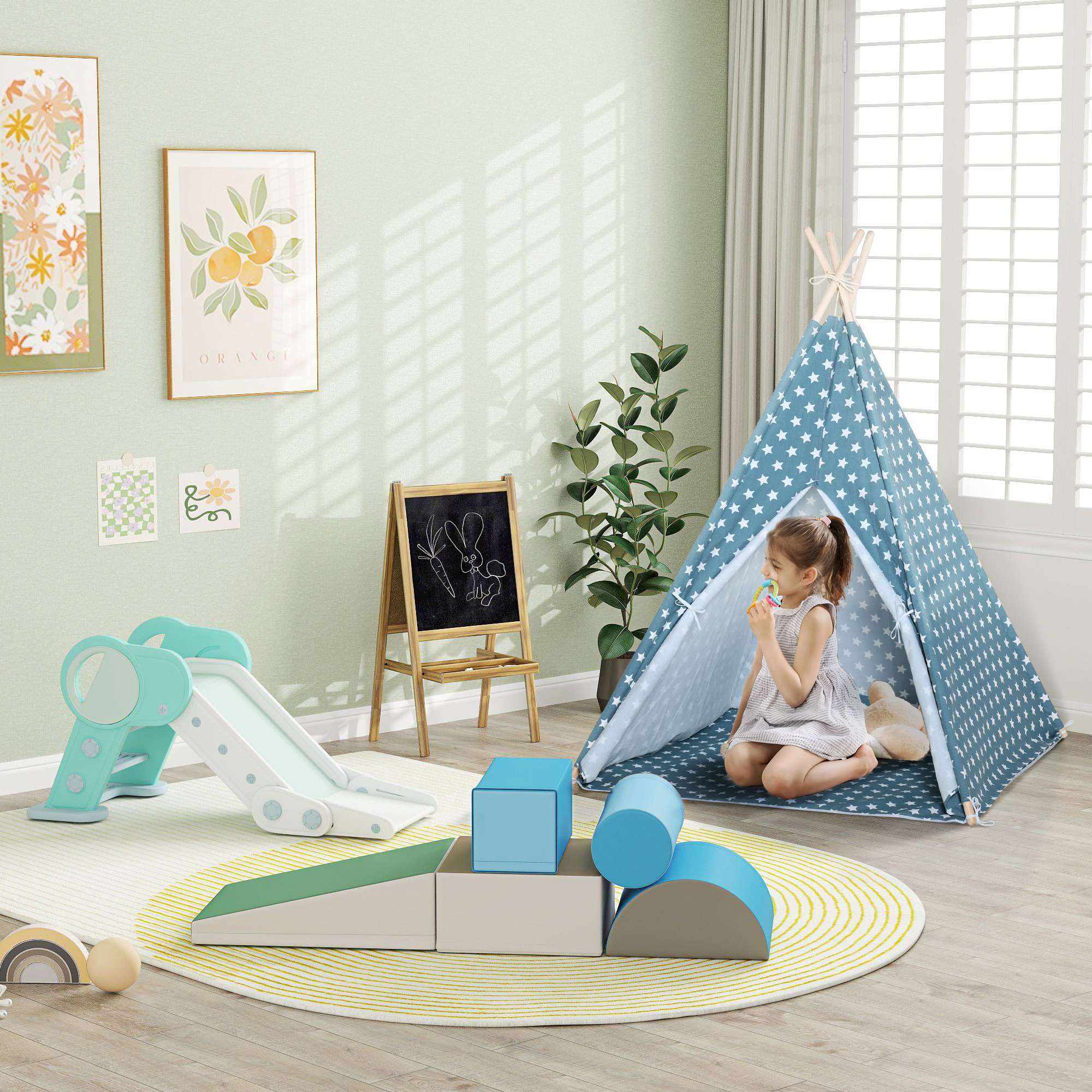 5 TLG. Schaumstoff Bausteine Kinder Softbausteine klettern Bauklötze Weiche Schaumstoffbausteine Riesenbausteine Schaumstoffblöcke Bausteinset Spielbausteine für Baby & Kleinkinder Mehrfarbig