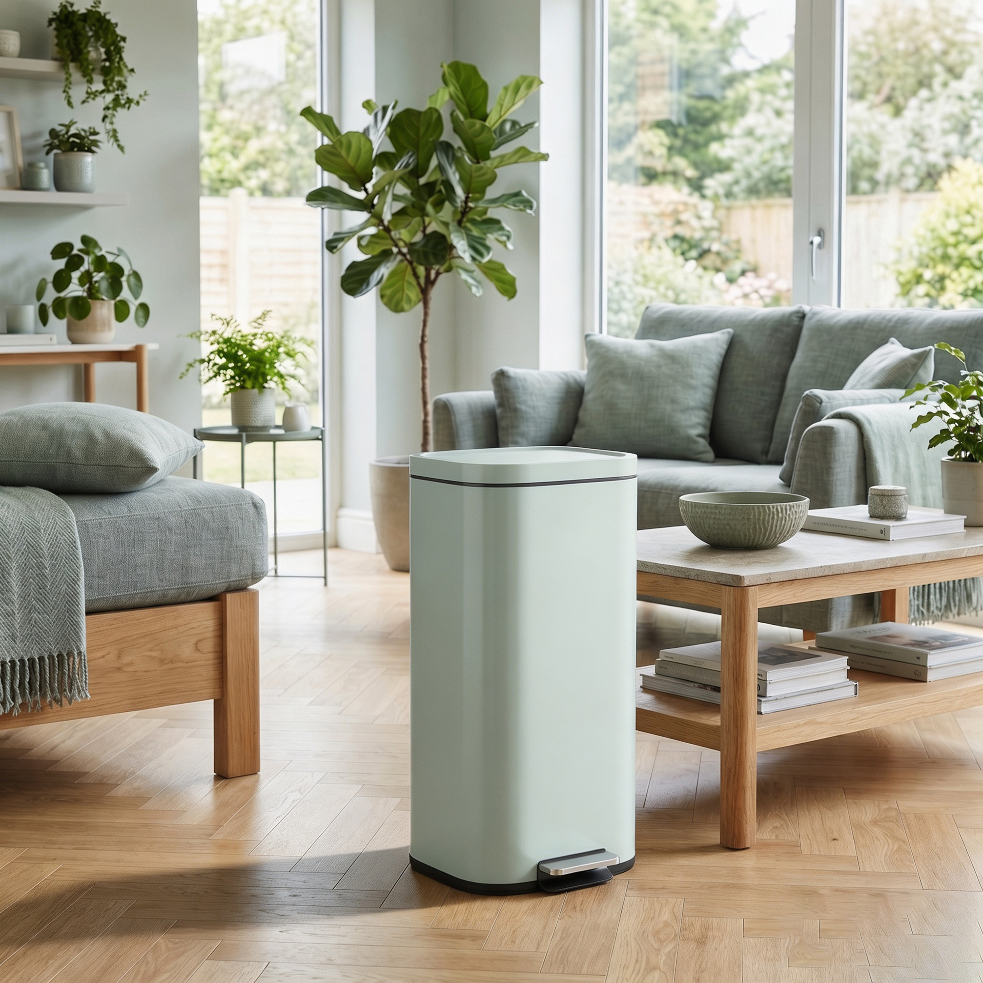 30L Küchenmülleimer Pedaleimer mit Deckel, Soft-Close- und Offenhalte-Funktion für Küche, Zuhause