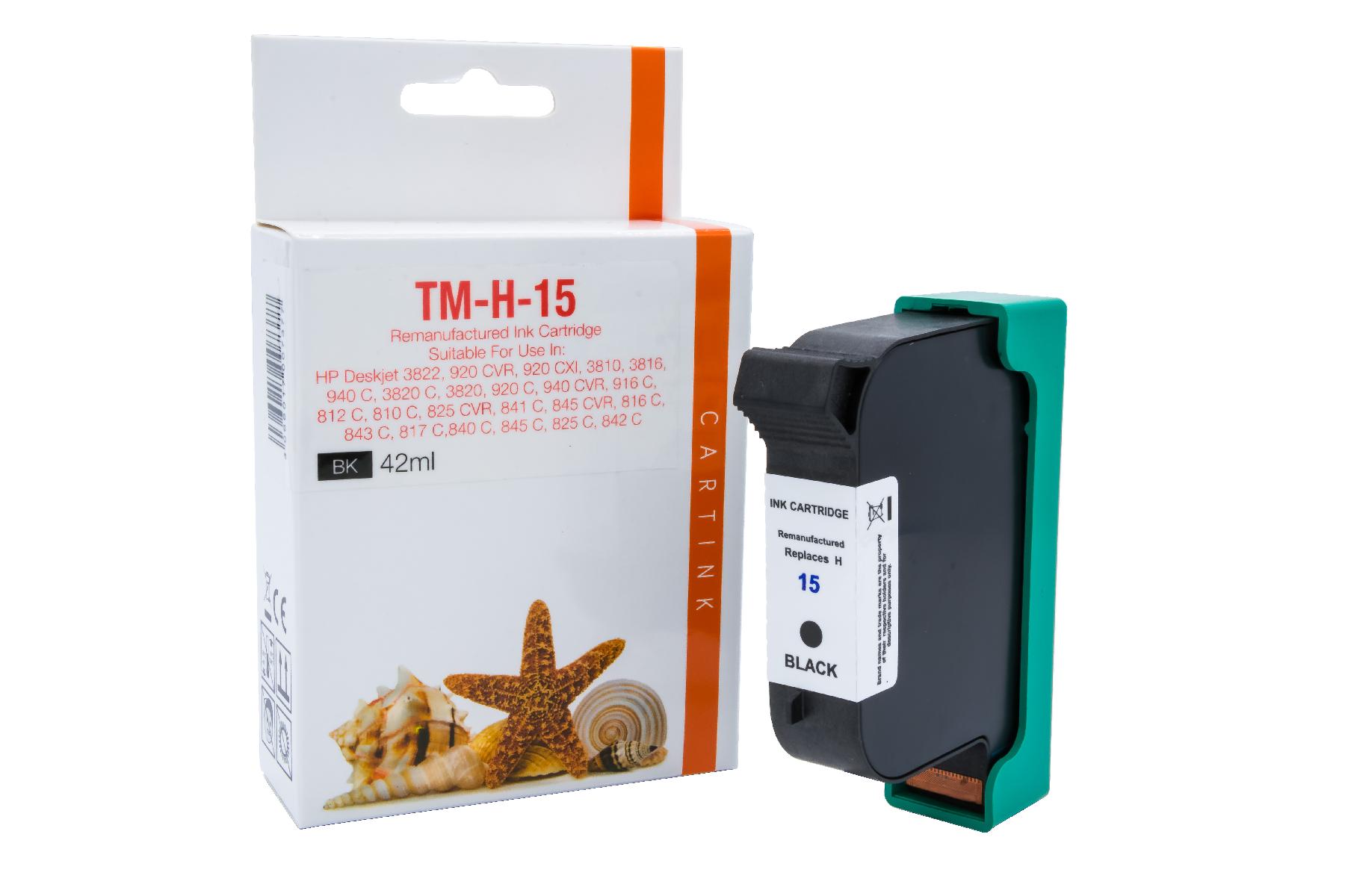 15D Refill Tinte schwarz für HP / C6615D / 42ml