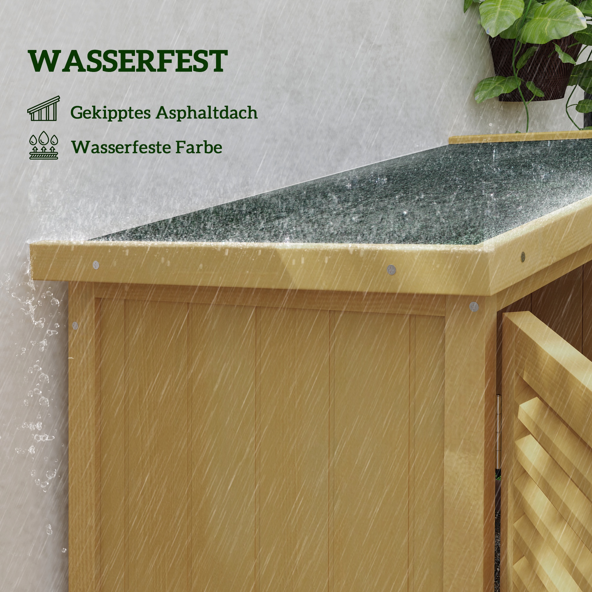 Gartenkommode wetterfest, 2 Türen mit Schloss, Kiefernholz, 87L x 46,5B x 160H cm, Hellgelb