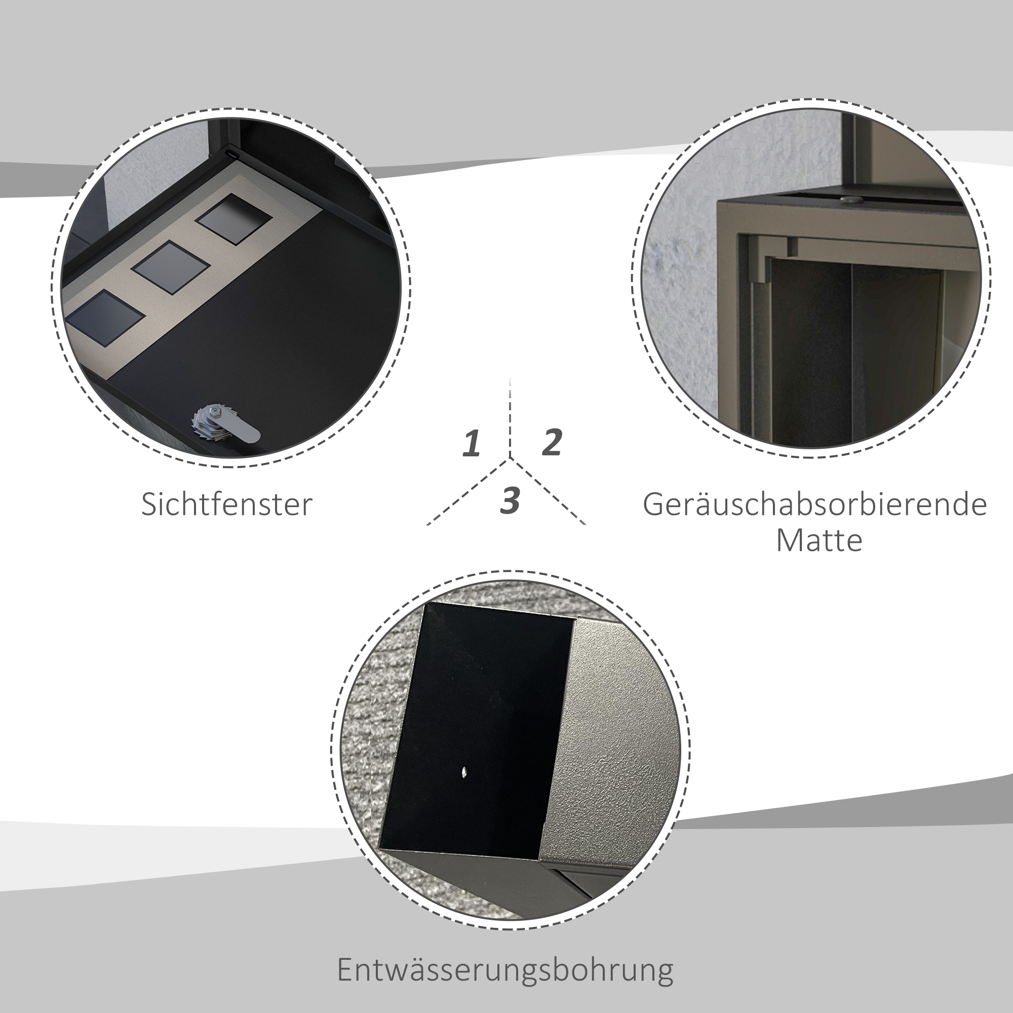 Briefkasten Metallbriefkasten, modern, abschließbar, 36,5 x 11,5 x 29 cm, Schwarz