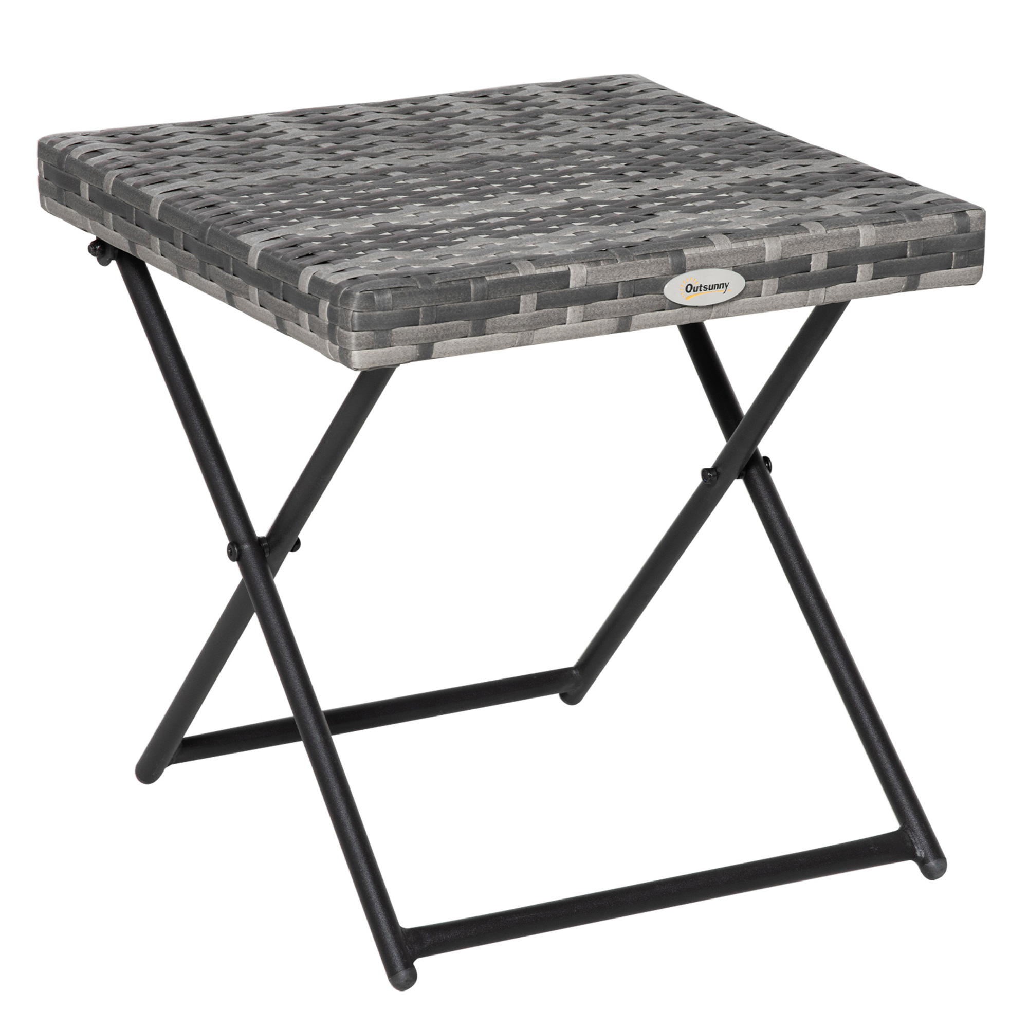 Beistelltisch aus Polyrattan klappbar Kaffeetisch Couchtisch Tablett Balkontisch Gartentisch Sofatisch Teetisch Gartenmöbel Rattantisch für Garten Terrasse Balkon, 40x40x40cm Graul
