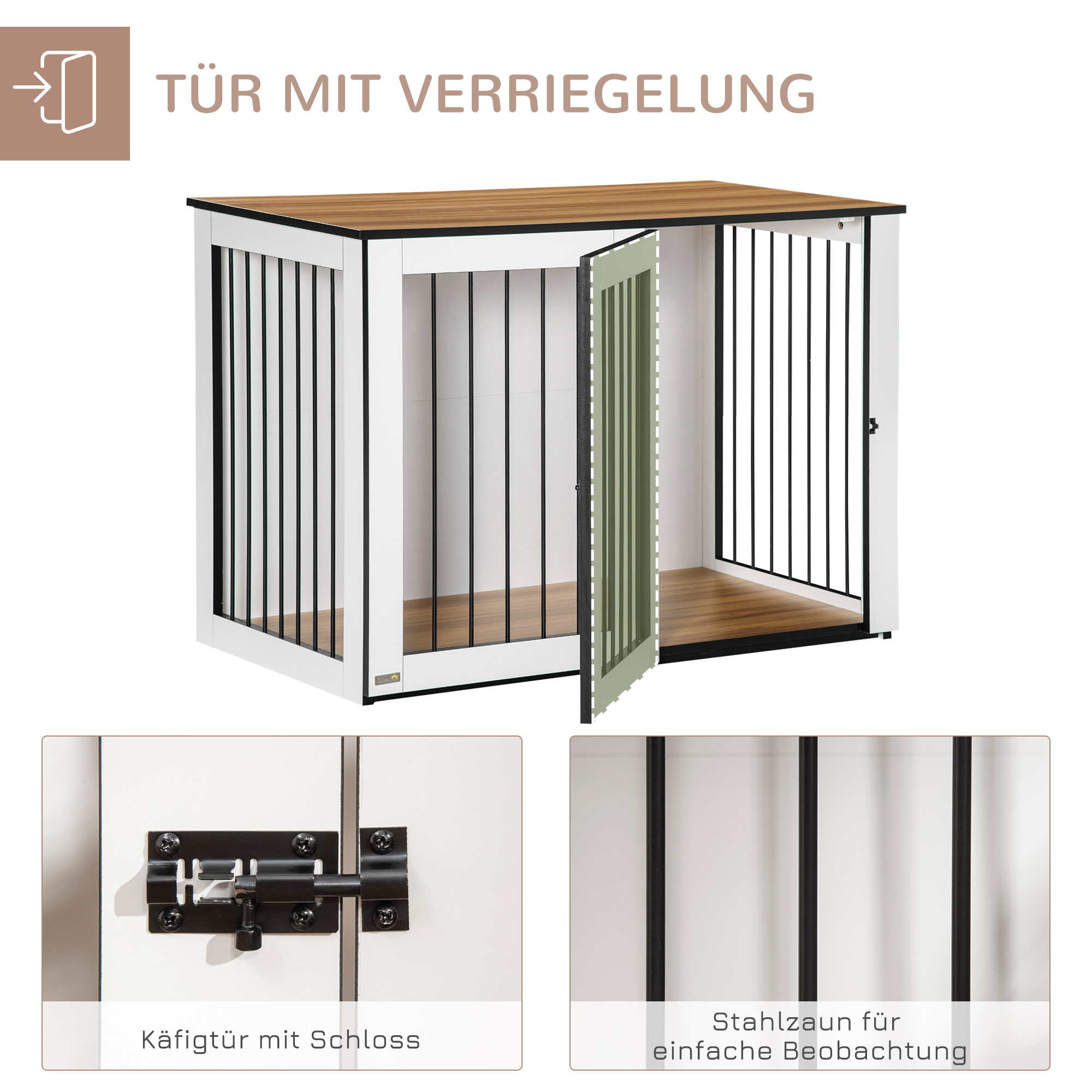 Hundebox, Hundekäfig, 1 Tür, für kleine und mittelgroße Hunde