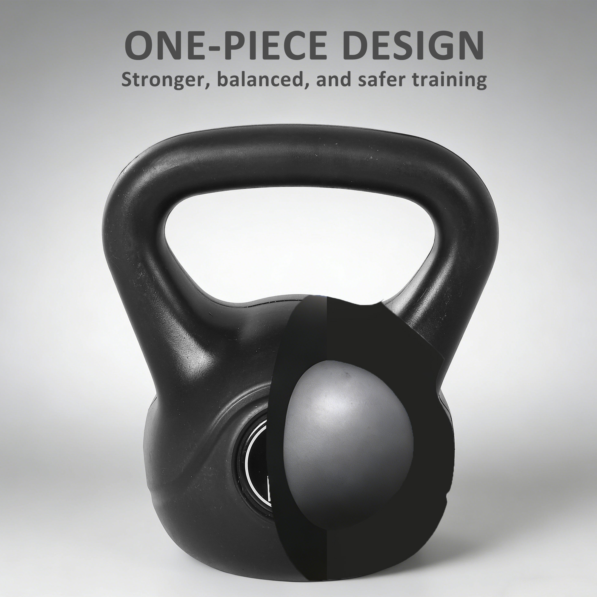 Kettlebell Kugelhantel 8 kg Gewicht-Hantel mit Sand befüllt für Anfänger Schwarz