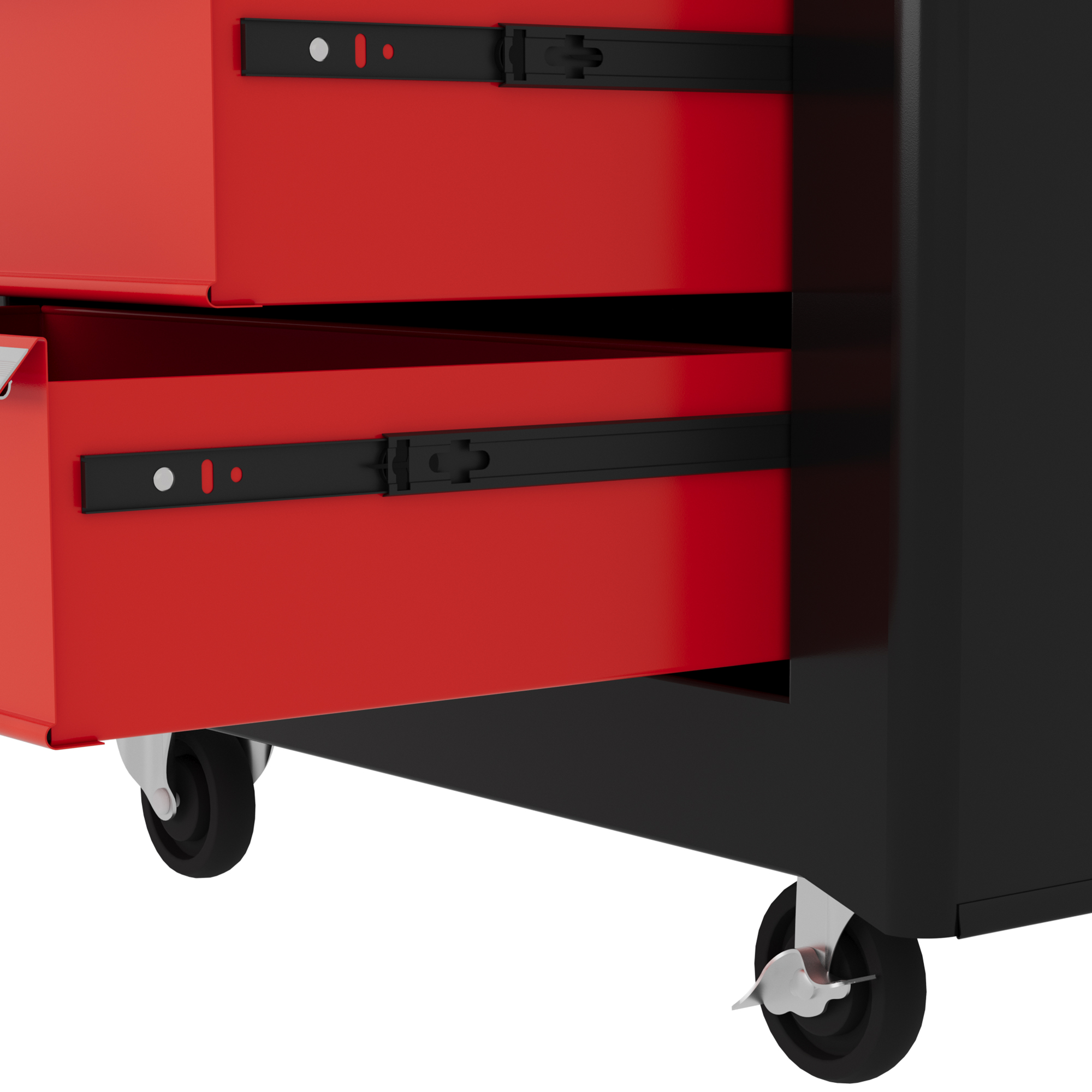 Werkzeugkiste, Werkzeugschrank, rollbar, 5 Schubladen, Stahlblech, Schwarz+Rot