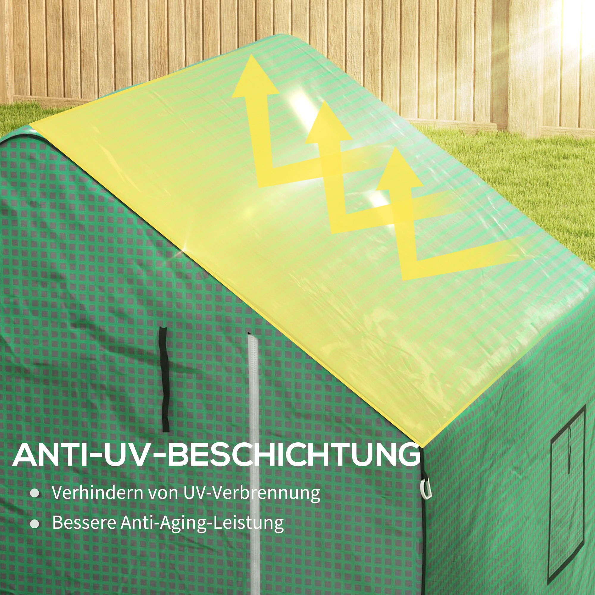Gewächshaus-Folie, Ersatzplane, wasserdicht, aufrollabare Fenster & Tür, 140 x 143 x 190 cm, Grün