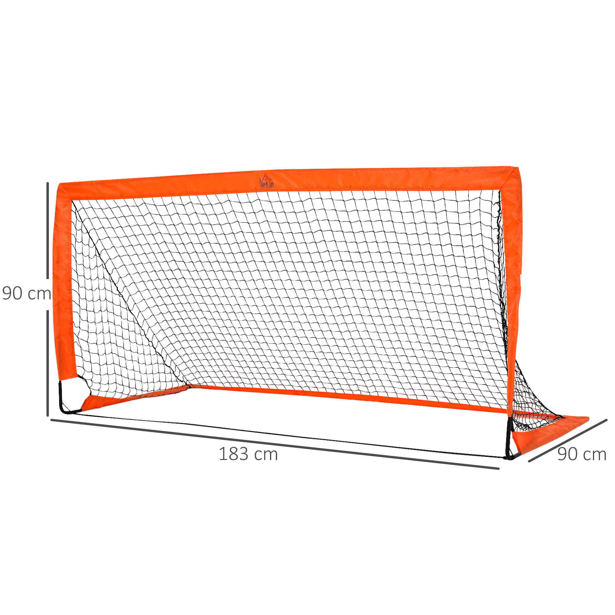 Fußballtor Set, leicht, einfache Montage, Tragetasche, Stahlrohre, 183x90x90 cm, Orange