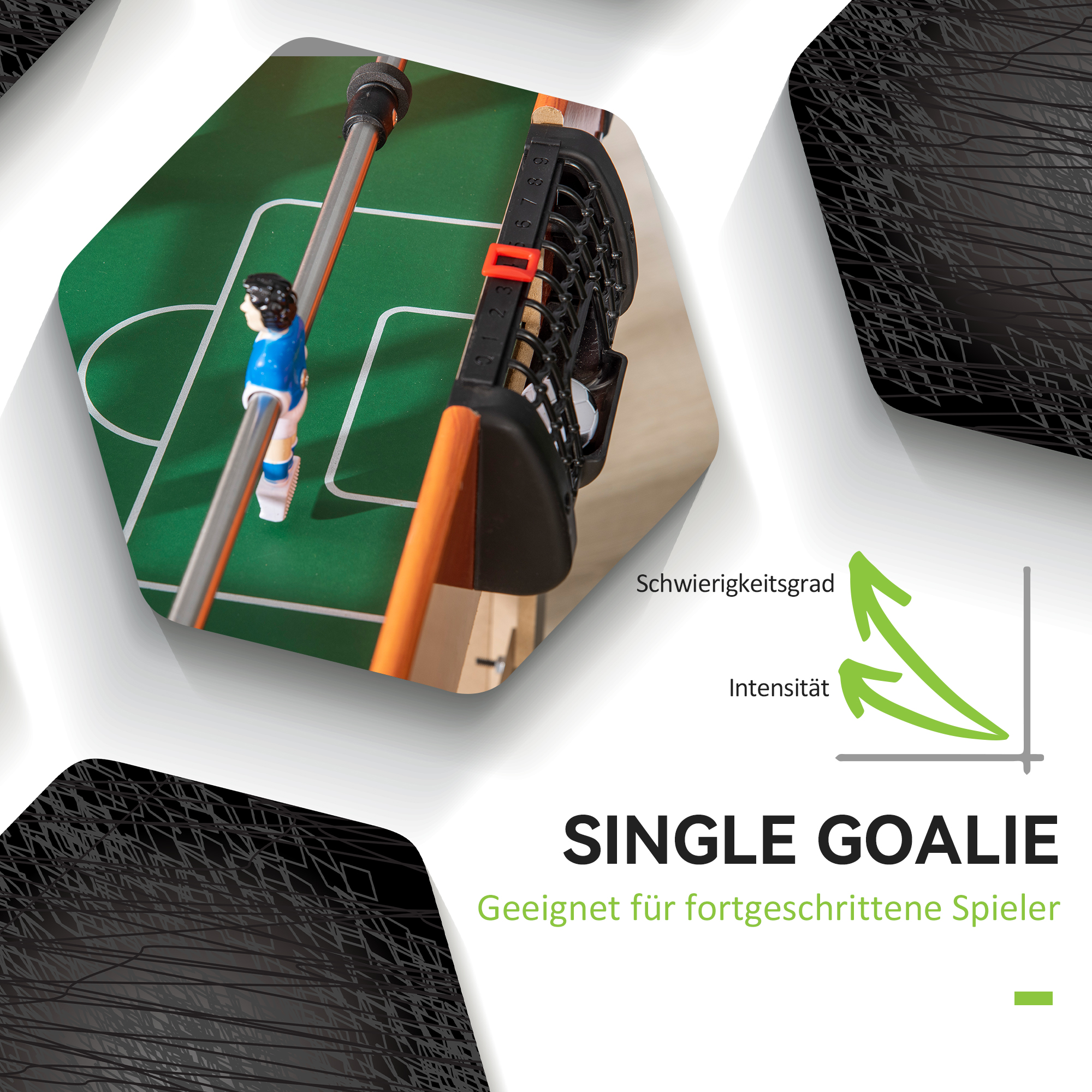 Tischkicker, Tischfußball-Set, 2 Bälle, rutschfeste Griffe, für Kinder und Erwachsene, Punkteanzeige, MDF, Metall, Bunt