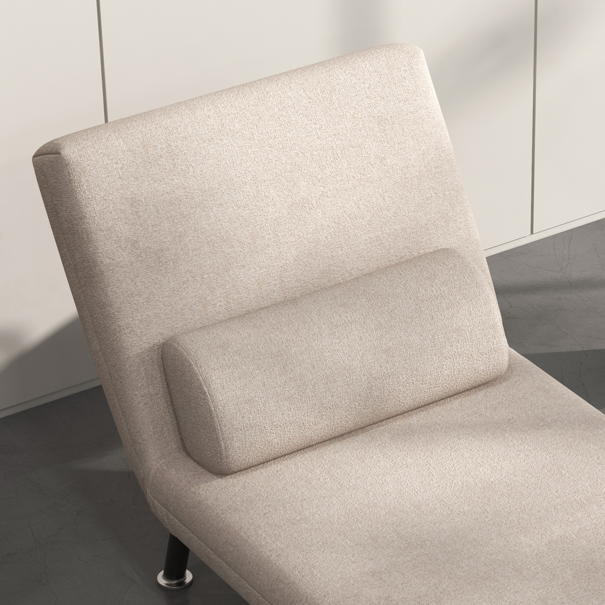 Klappsessel mit Bettfunktion, klappbarer Relaxsessel in Leinenoptik, Verstellbare Rückenlehne, 75 x 70 x 75 cm, Beige