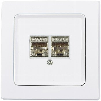 DELPHI Netzwerk-Dose 2x CAT6 / inkl. Rahmen, UP, weiß