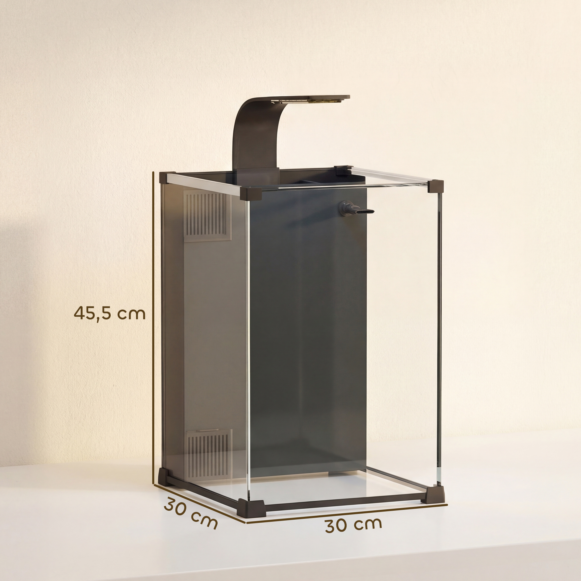 Aquarium Komplettset 36L Nano Aquarium mit LED-Beleuchtung Filtersystem Pumpe Zirkulation 30 x 30 x 45,5 cm Schwarz