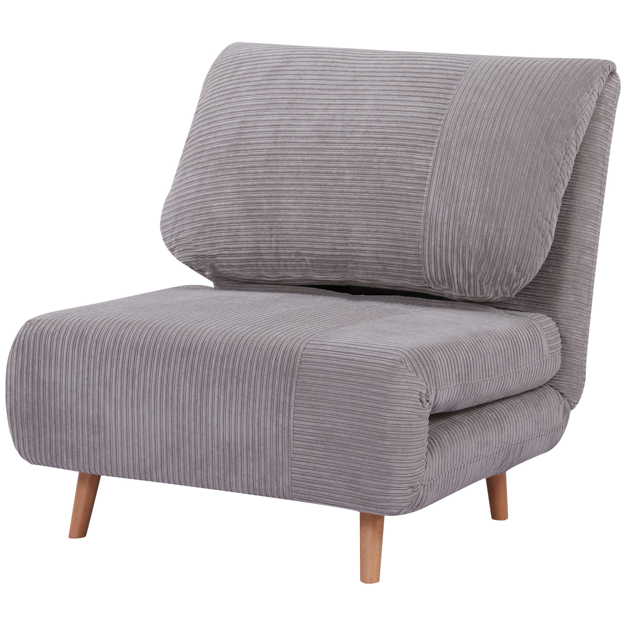 2-in-1 Schlafsessel Gästebett, bis 200 kg, verstellbare Kopfstütze Cord-Optik 82 cm x 8 cm x 83 cm Grau