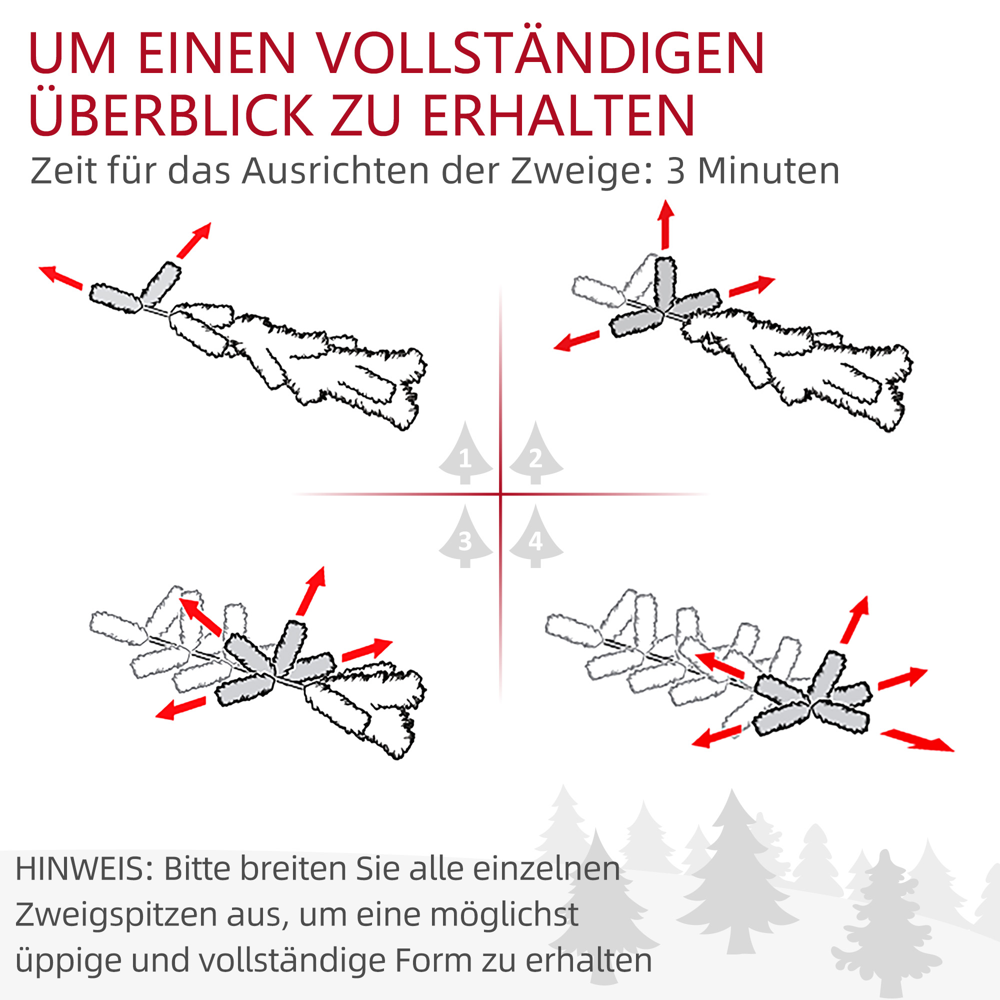 Weihnachtsbaum mit LED-Beleuchtung, 2er-Set, 107 cm, Tannenzapfen, rote Beeren, feuersicher, Grün/Weiß