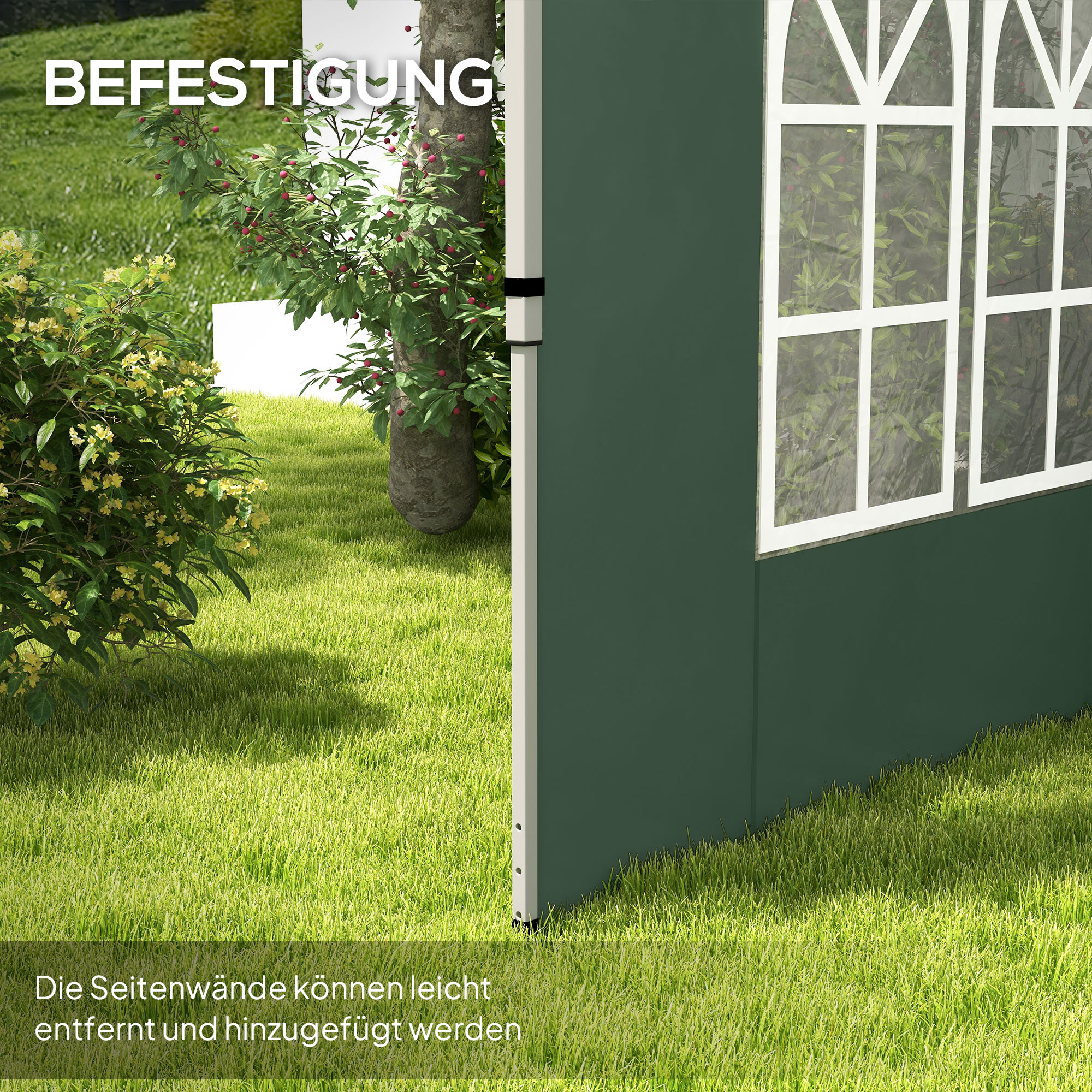 2er-Set Seitenteile für Pavillon 3x3/3x4 m, Seitenwand mit Fenster, wasserdicht Grün
