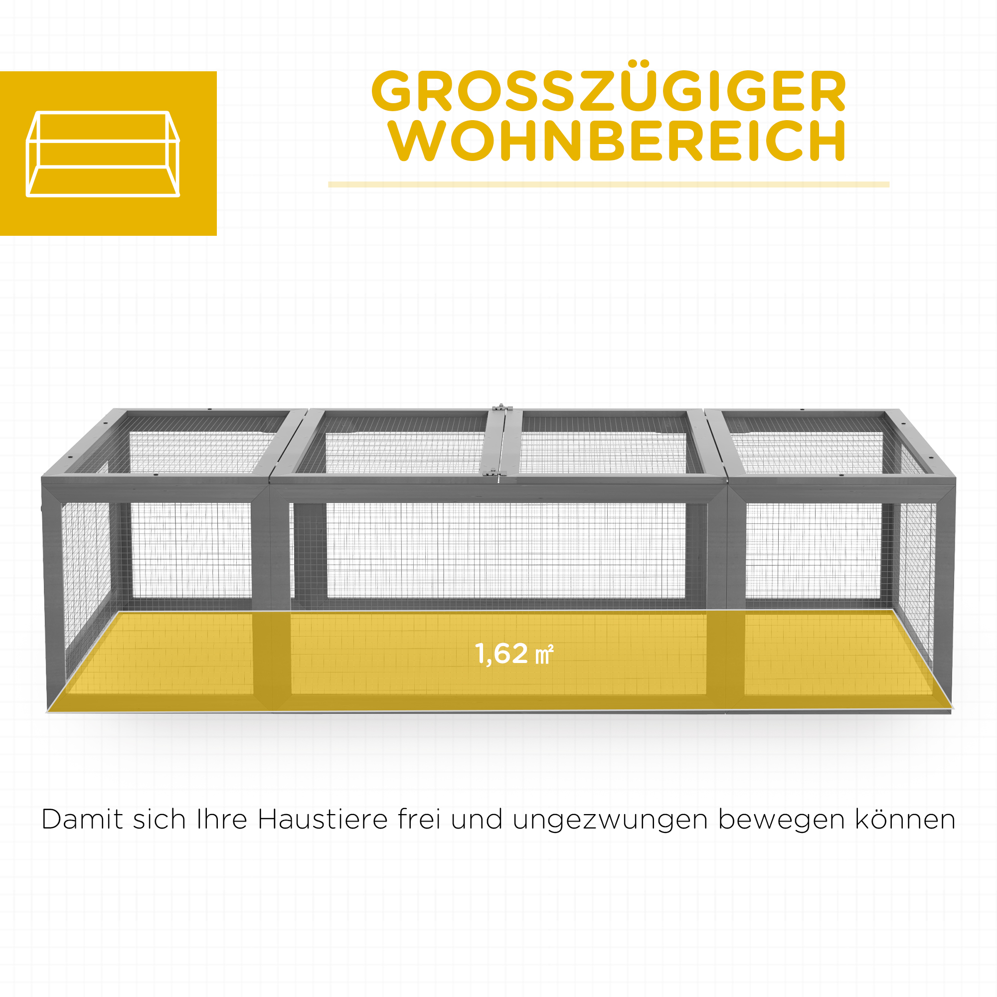 Freilaufgehege für Kleintiere Aufklappbares Dach Tannenholz Grau