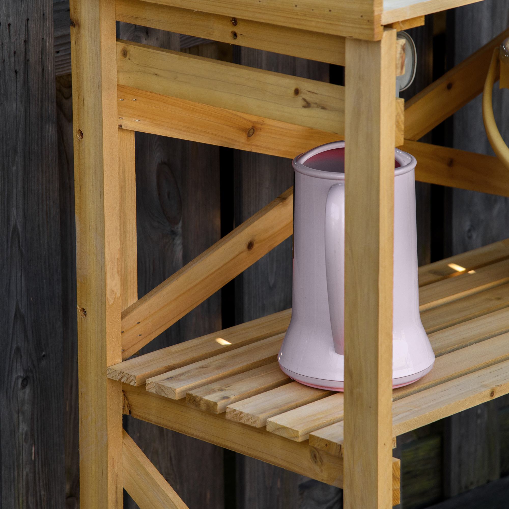 Pflanztisch mit Ablagefläche Blumentisch Gärtnertisch Garten Holz Hellbraun 80 x 40 x 84 cm