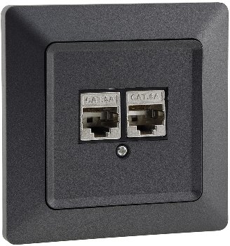 MILOS Netzwerk-Dose 2x CAT6 - inkl. Rahmen, UP, Anthrazit MILOS Netzwerk-Dose 2x CAT6 - inkl. Rahmen, UP, Anthrazit