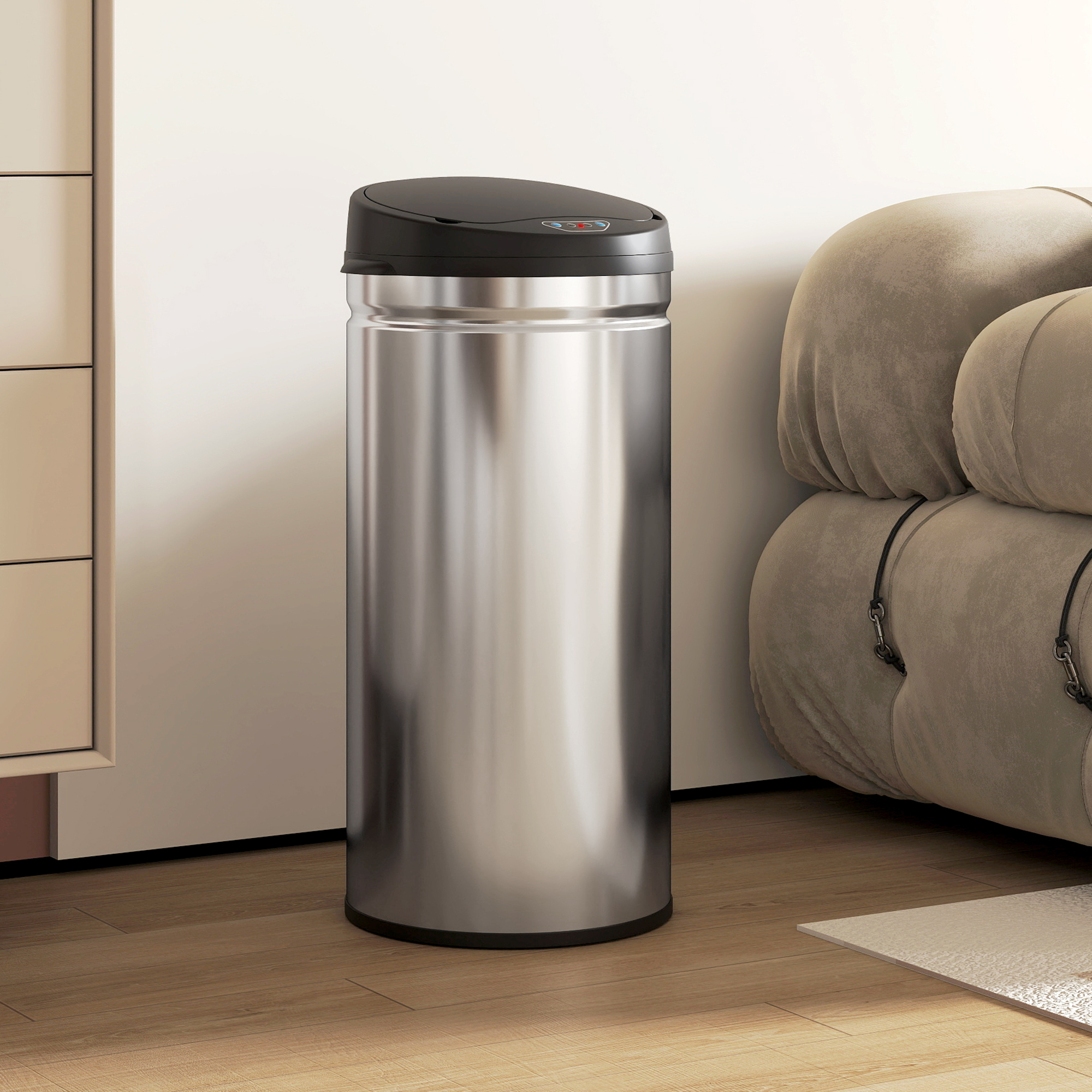 42 Liter Sensor-Mülleimer mit Soft-Close-Funktion, berührungsfreier Abfalleimer aus Edelstahl für hygienische Küchen