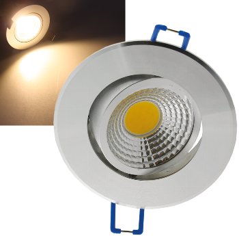 LED-Einbauleuchte "COB-3", 3W, 250lm - ALU, 3000K, 95°, Ø85xT47mm, Rahmen chrom LED-Einbauleuchte "COB-3", 3W, 250lm - ALU, 3000K, 95°, Ø85xT47mm, Rahmen chrom