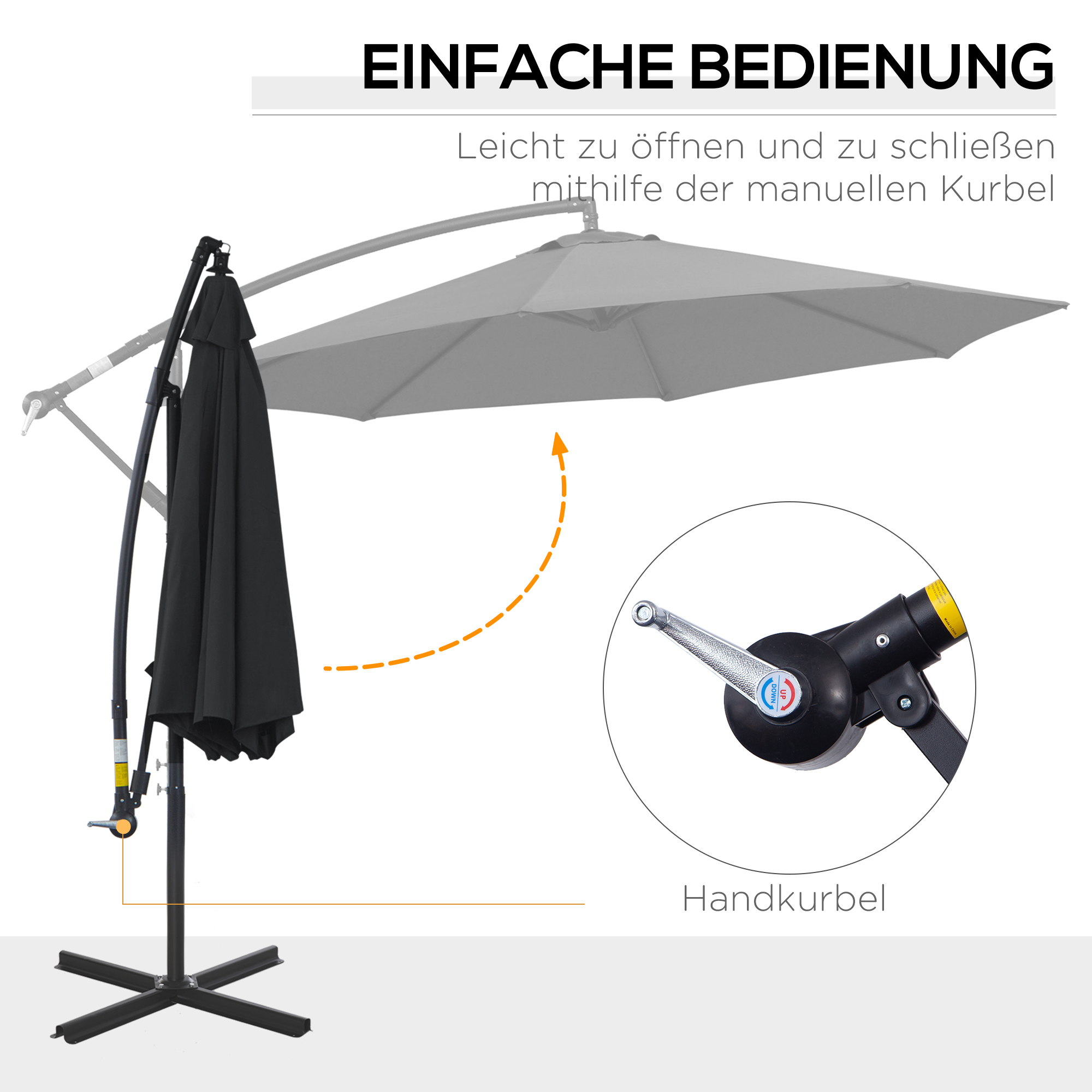 Sonnenschrim Ampelschirm Sonnenschirm mit Kurbel